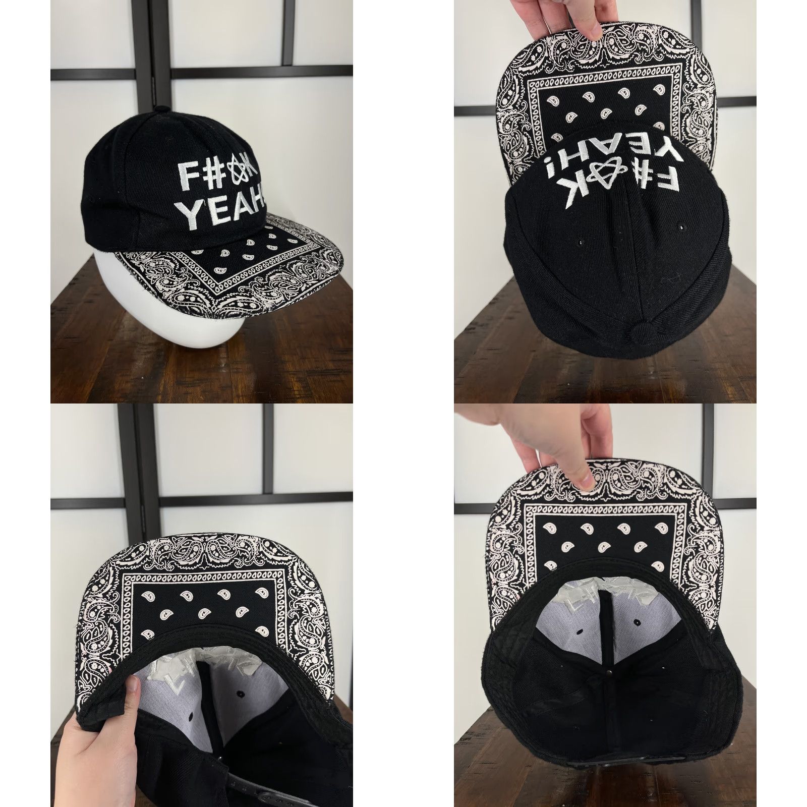 Vintage Unbranded Hat Cap Snap Back Adult One Size Black Embroidered Paisley Polyester Size ONE SIZE - 8 Thumbnail