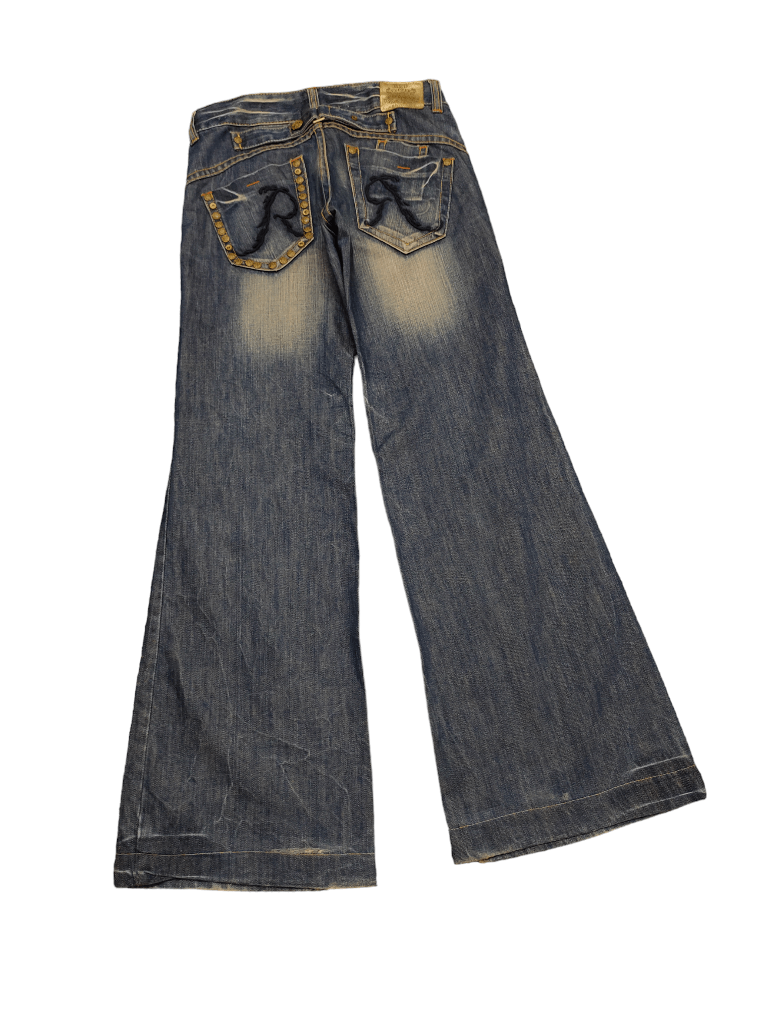If Six Was Nine Baggy Flare Jeans Red Pepper Low Rise Faded Denim Bootcut Size US 27 - 3 Thumbnail