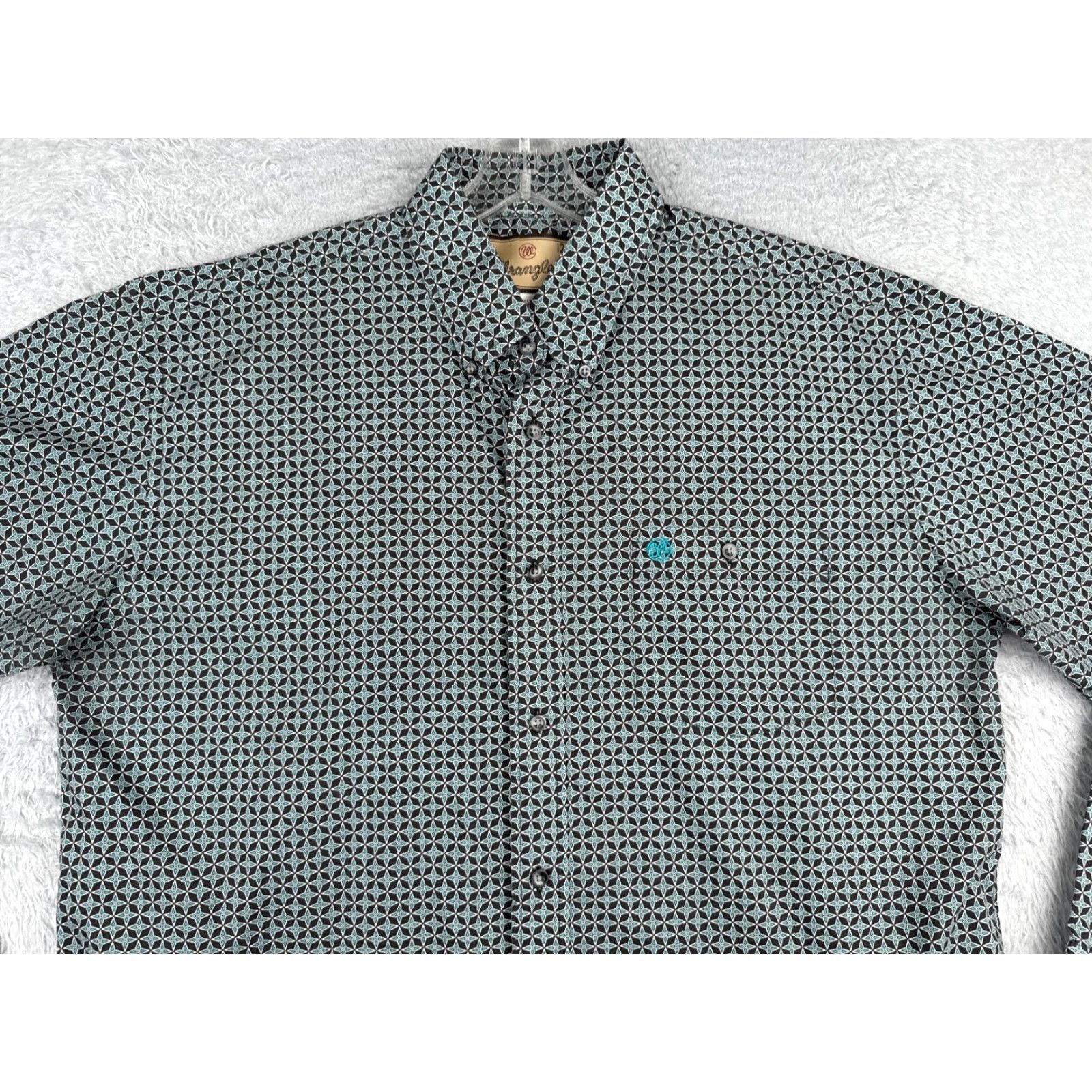 Wrangler Wrangler Shirt Men Button-Up Western Cotton Blend Long Sleeve Blue Size US L / EU 52-54 / 3 - 4 Thumbnail
