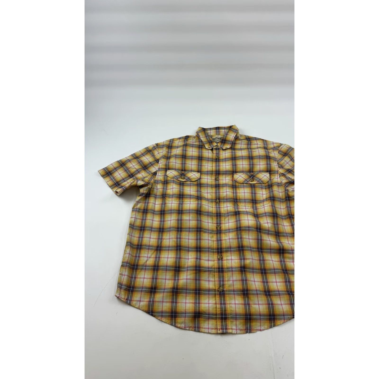 Duluth Trading Company Duluth Trading Co Shirt Mens XL Yellow Plaid Short Sleeve Button Front Casual Size US XL / EU 56 / 4 - 2 Thumbnail