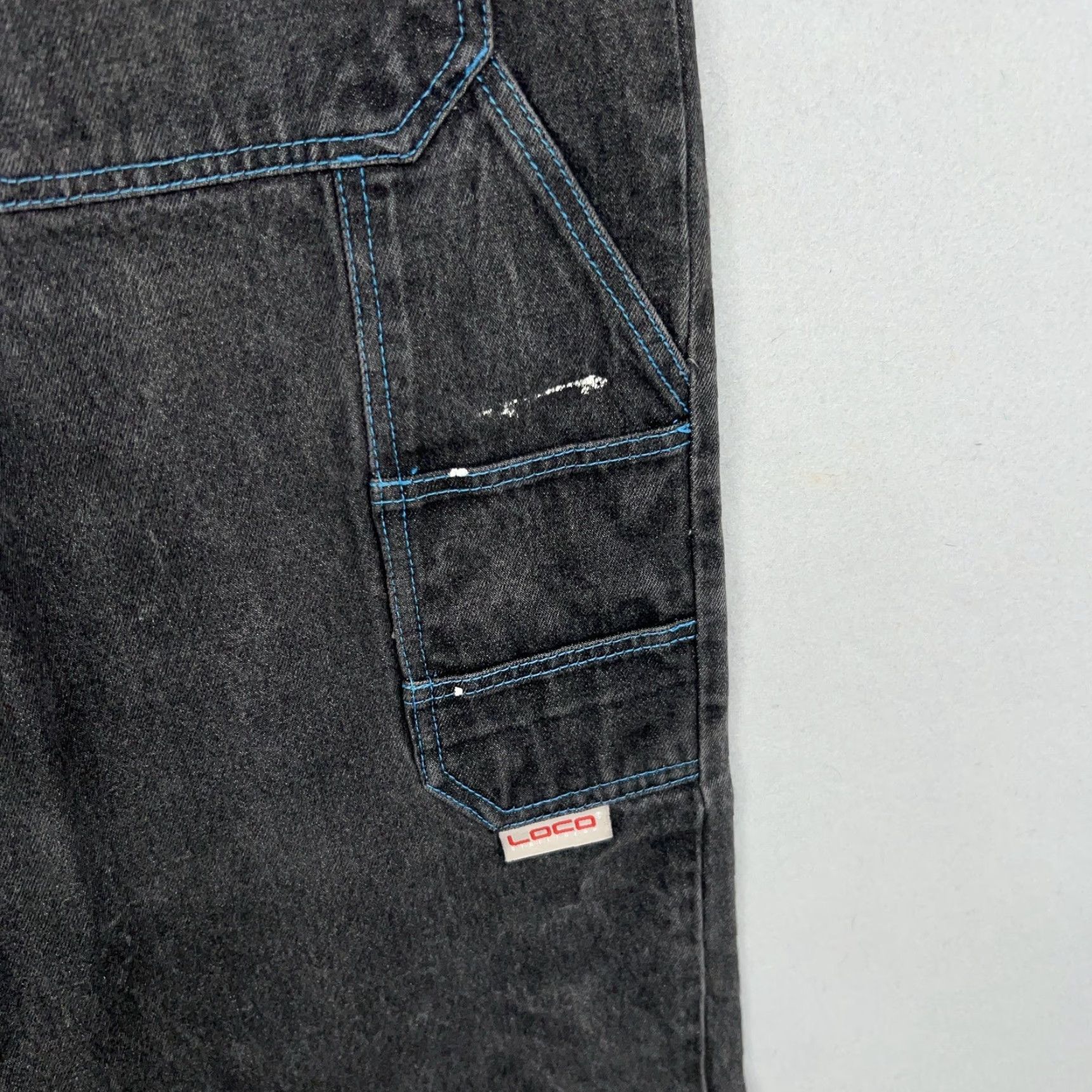 Vintage VINTAGE Loco Streetgear Jeans Mens 38x33 Baggy Carpenter Hammer Loop denim Pants Black/Charcoal Size US 38 / EU 54 - 7 Thumbnail