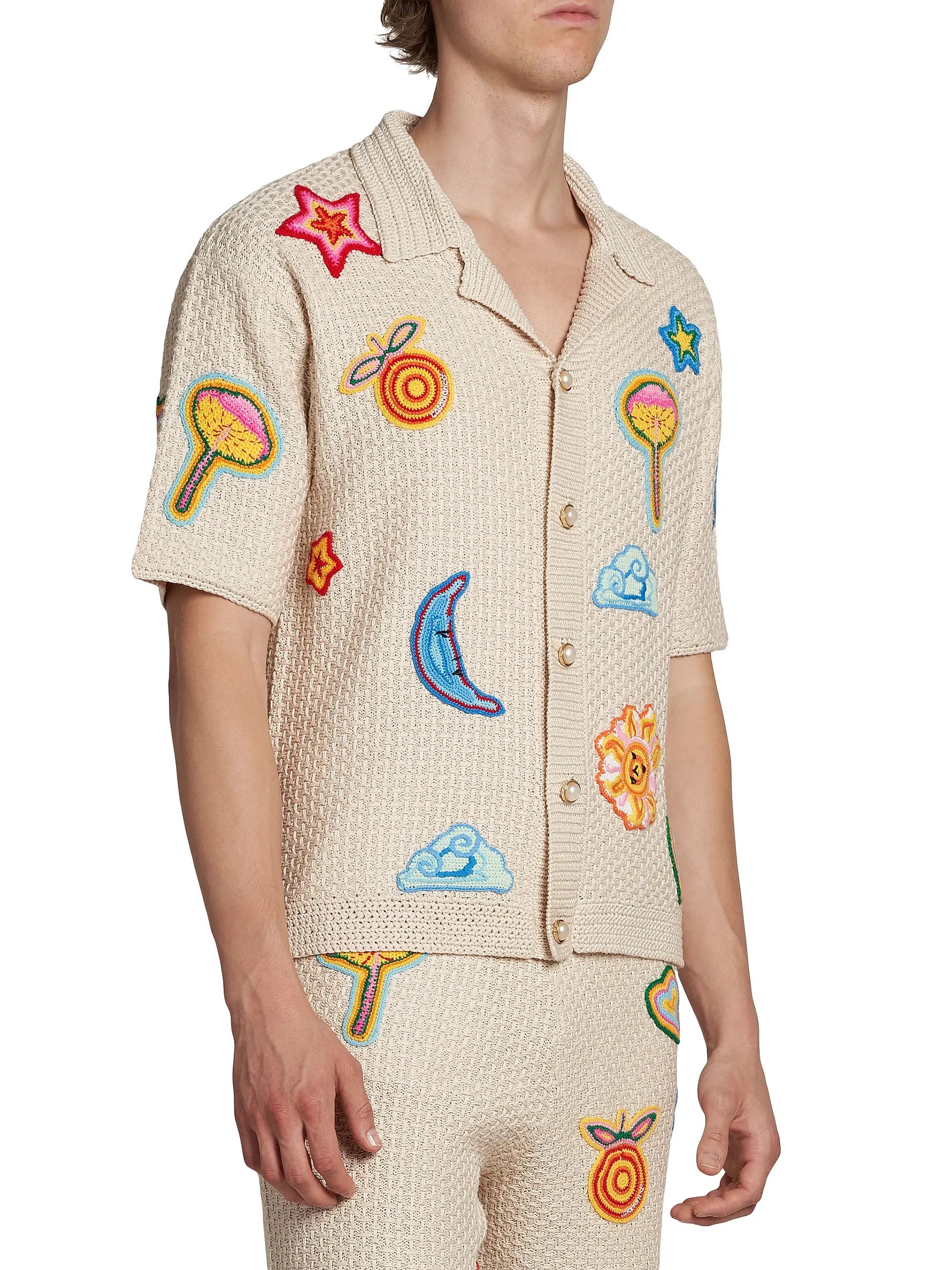 Casablanca os11x0725 Patch Crochet Short-Sleeve Shirt in Multicolor Size US XL / EU 56 / 4 - 3 Thumbnail