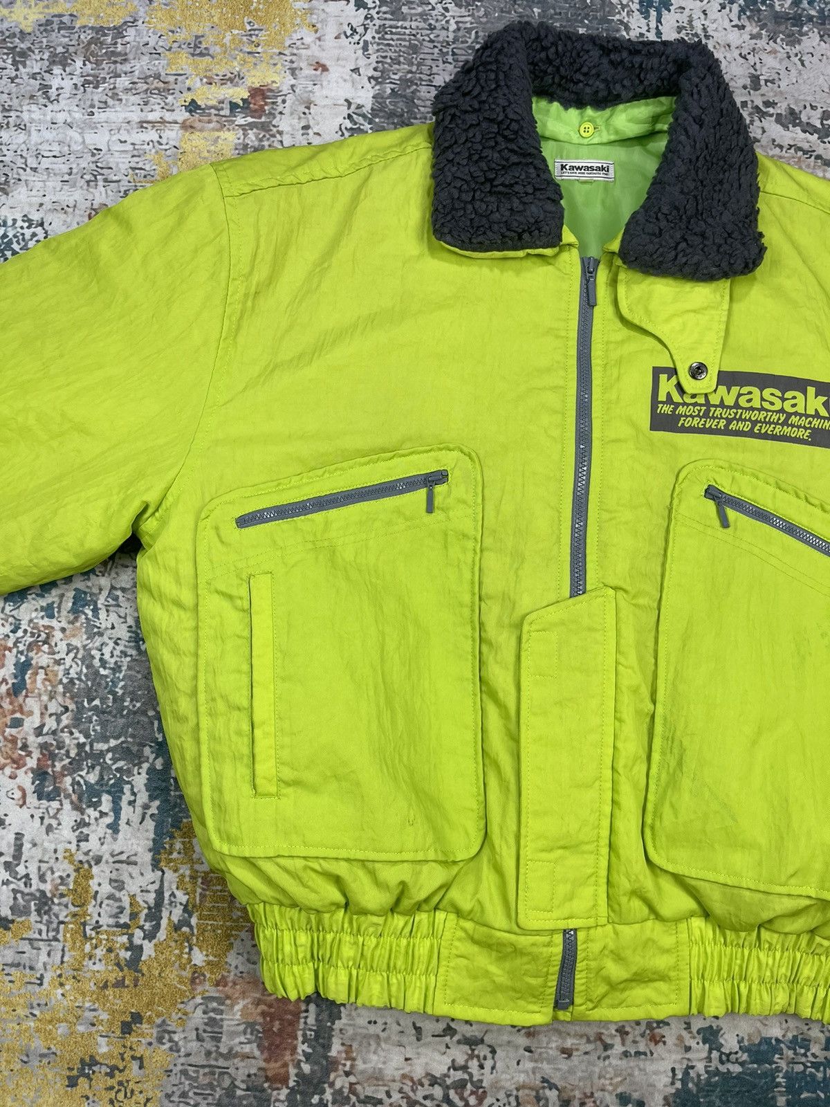 Sports Specialties Vintage Kawasaki Lime Green Motorcycle Nylon Jackets Size US M / EU 48-50 / 2 - 7 Thumbnail