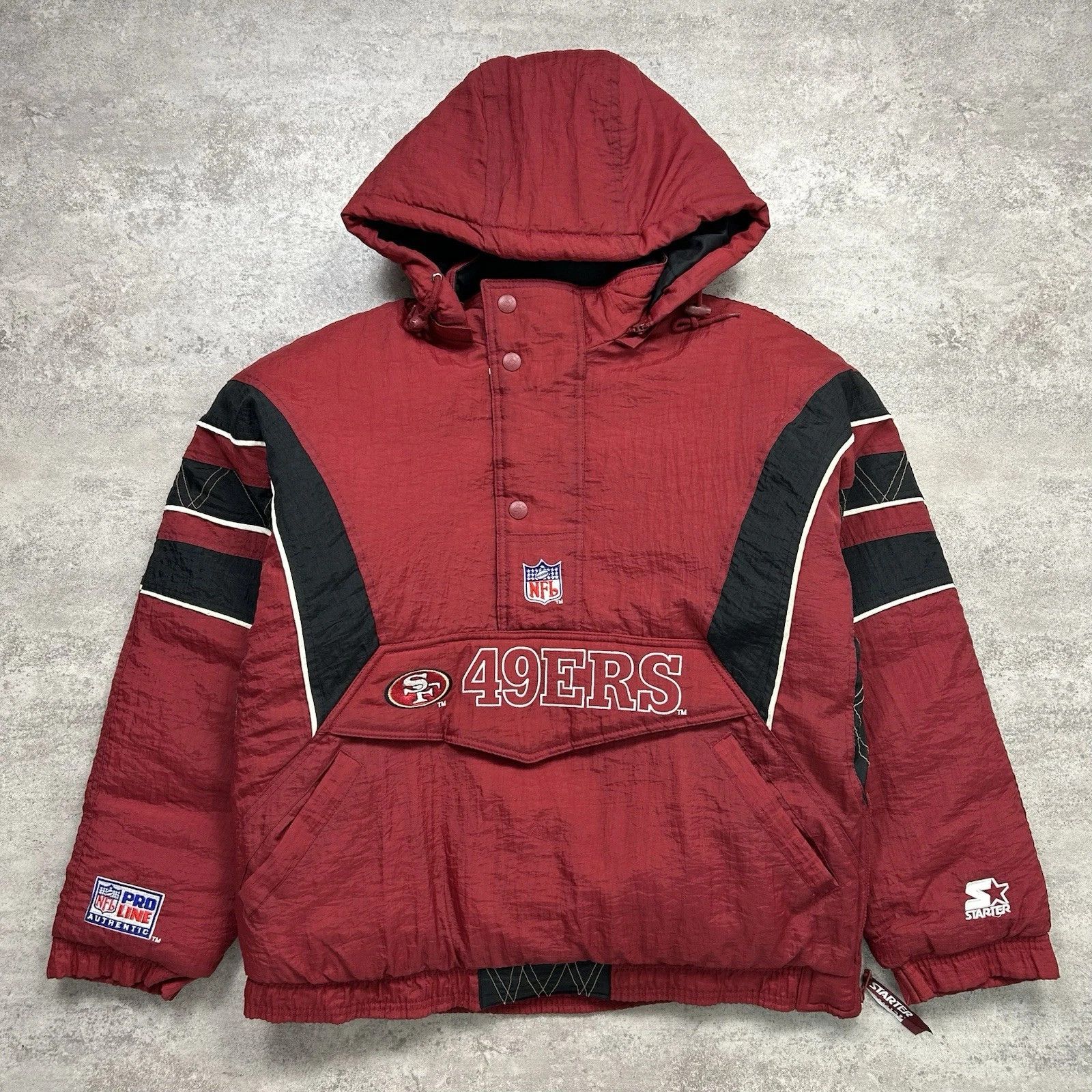 NFL × Starter × Vintage SAN FRANCISCO 49ERS STARTER PUFFER JACKET PULLOVER HOODIE Size US M / EU 48-50 / 2 - 2 Thumbnail
