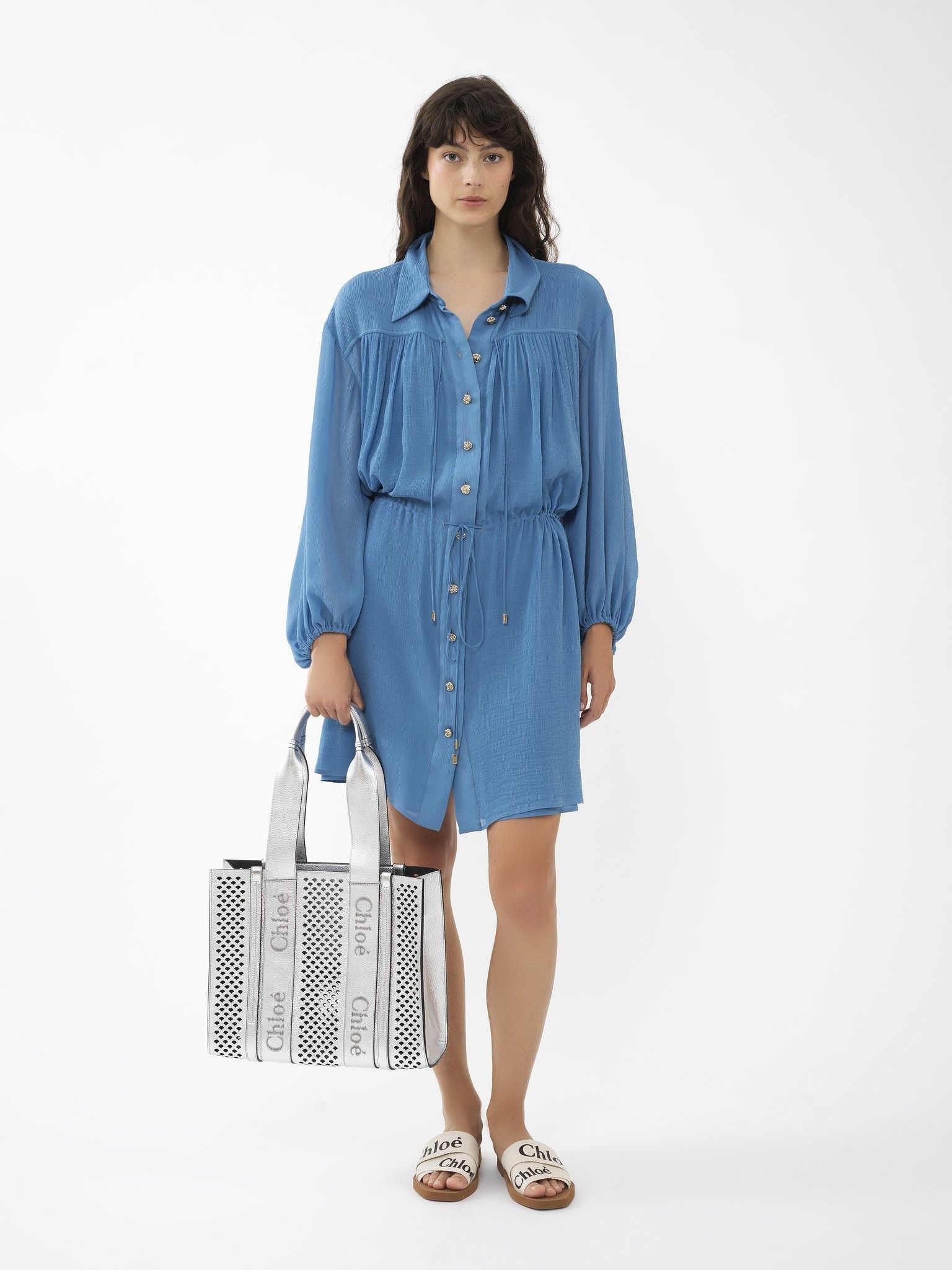 Chloe o1loc1c1224 Size: OS / CHC24 Woody Medium Tote Bag in Silver Size ONE SIZE - 4 Thumbnail