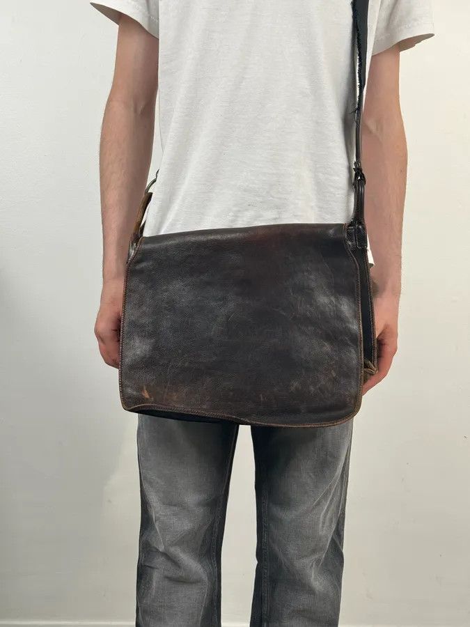 Yves Saint Laurent 2000s Yves Saint Laurent Brown Eroded Leather Shoulder Bag Size ONE SIZE - 3 Thumbnail