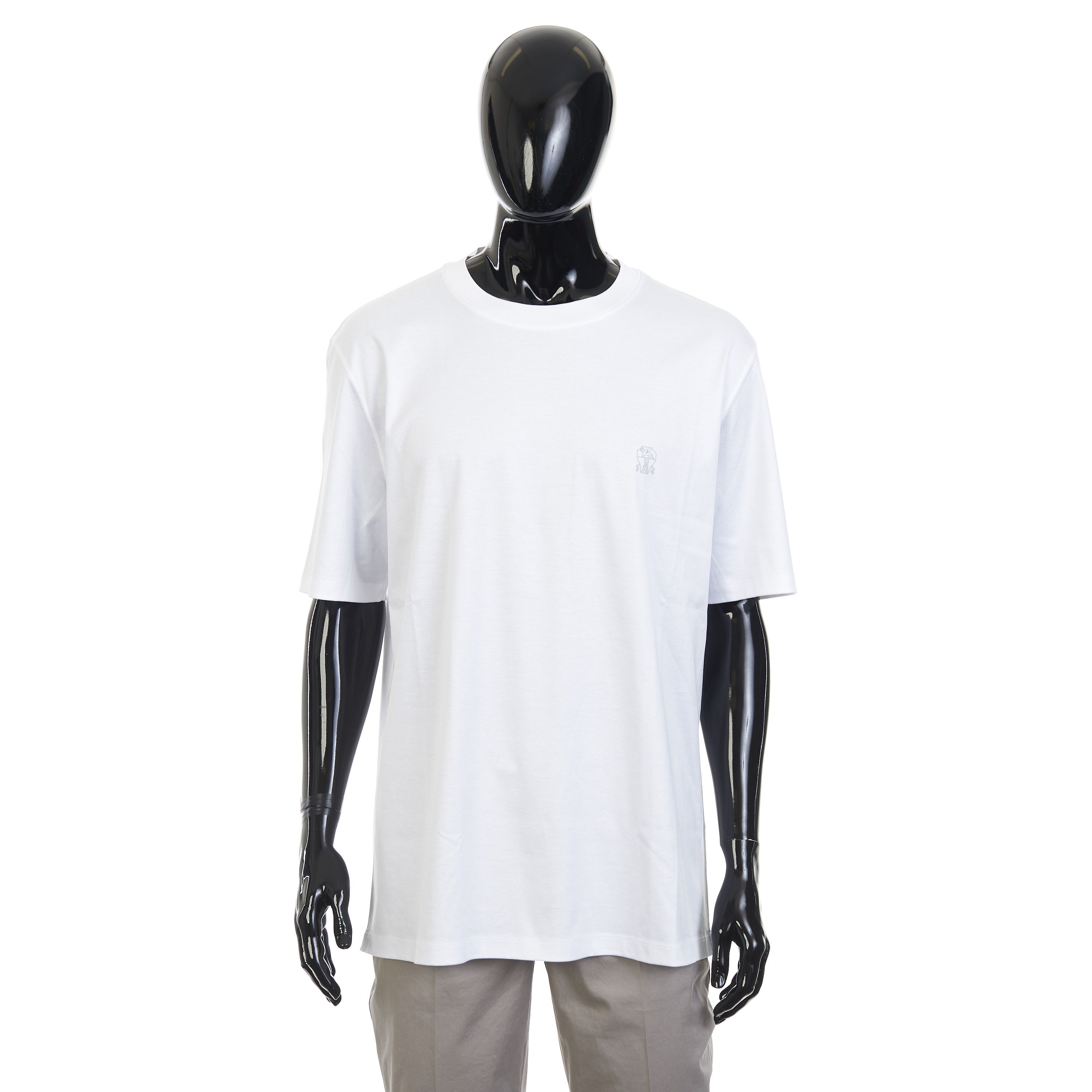 Brunello Cucinelli White Cotton Jersey Crew neck Tshirt With Logo Size M Size US M / EU 48-50 / 2 - 1 Thumbnail