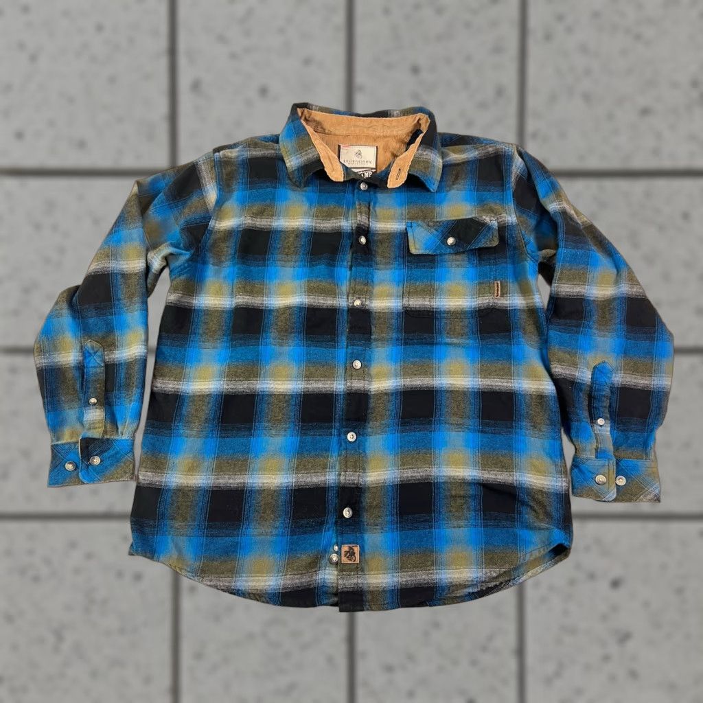 Vintage VINTAGE Legendary Whitetails The Original Buck Camp Plaid Blue Flannel Shirt Mens Large Size US L / EU 52-54 / 3 - 1 Thumbnail