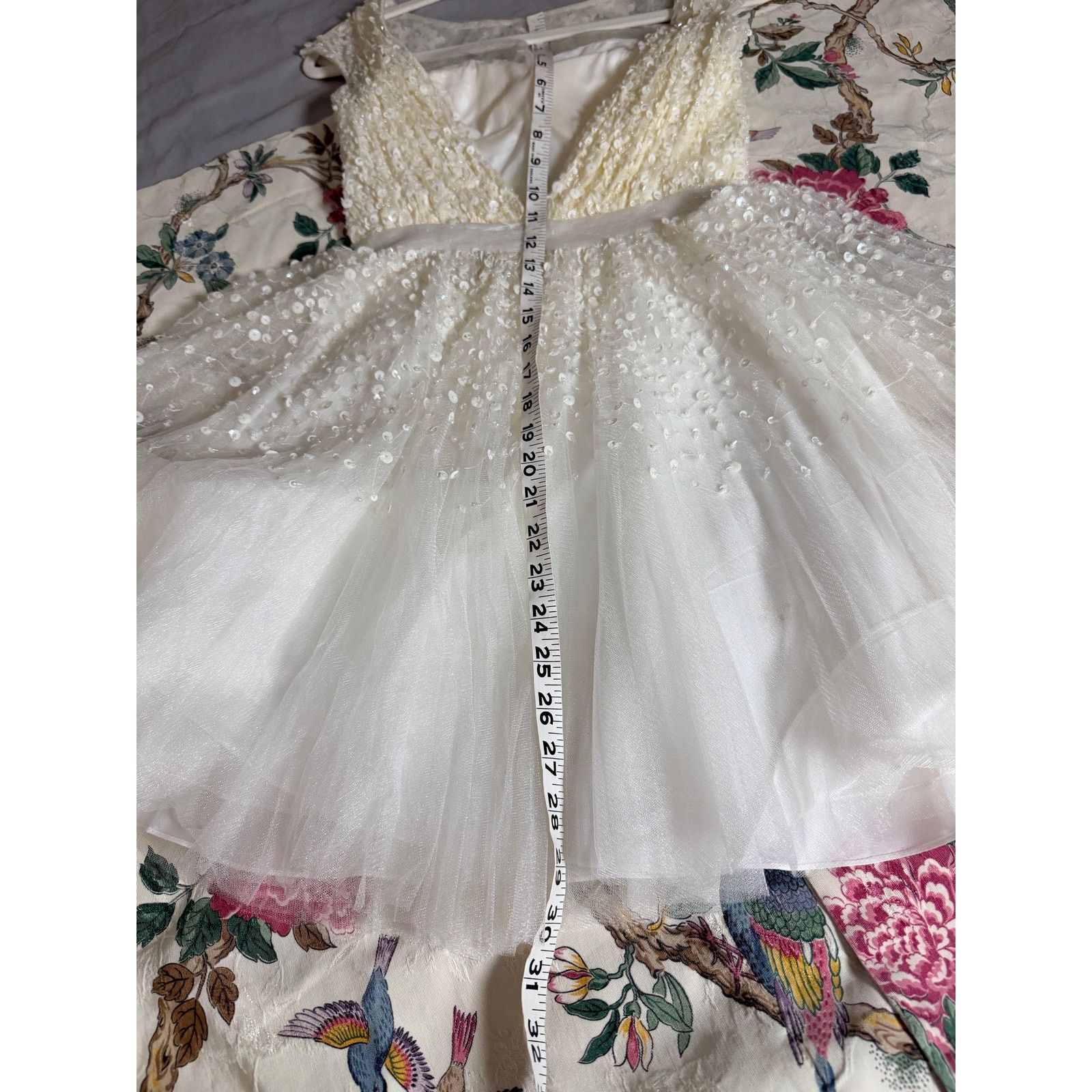 Billy Hill 0265 Sherri Hill Ivory Sequin Tulle Cap Sleeve Short Size 0 Size XS / US 0-2 / IT 36-38 - 8 Thumbnail