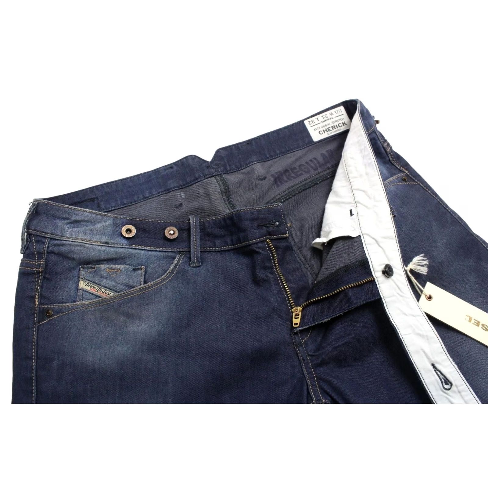 Diesel DIESEL Jeans Cherick Slim-Tapered 0884I_Stretch W31/L32 Faded Zip Blue Womens Jeans Size 24" / US 00 / IT 34 - 4 Thumbnail