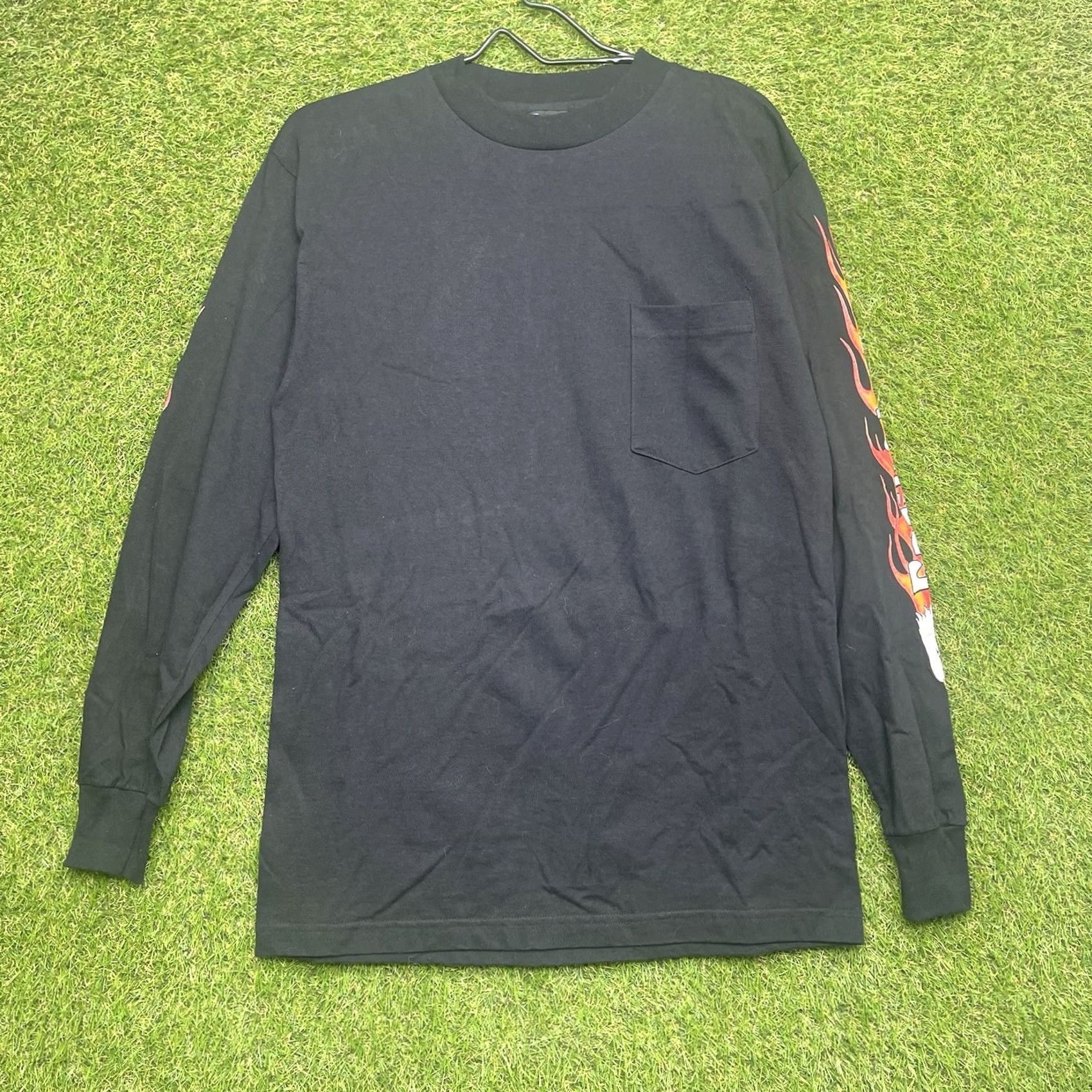 Harley Davidson Harley-Davidson Vintage Long Sleeve Shirt Mens M Black 90s Skull Fire Graphic Print USA Size US M / EU 48-50 / 2 - 3 Thumbnail