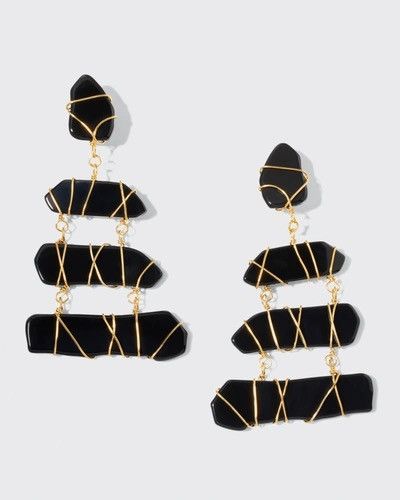 Tom Ford Tom Ford Wired Plexiglass Chandelier Earrings In Black Gold Size ONE SIZE - 3 Thumbnail