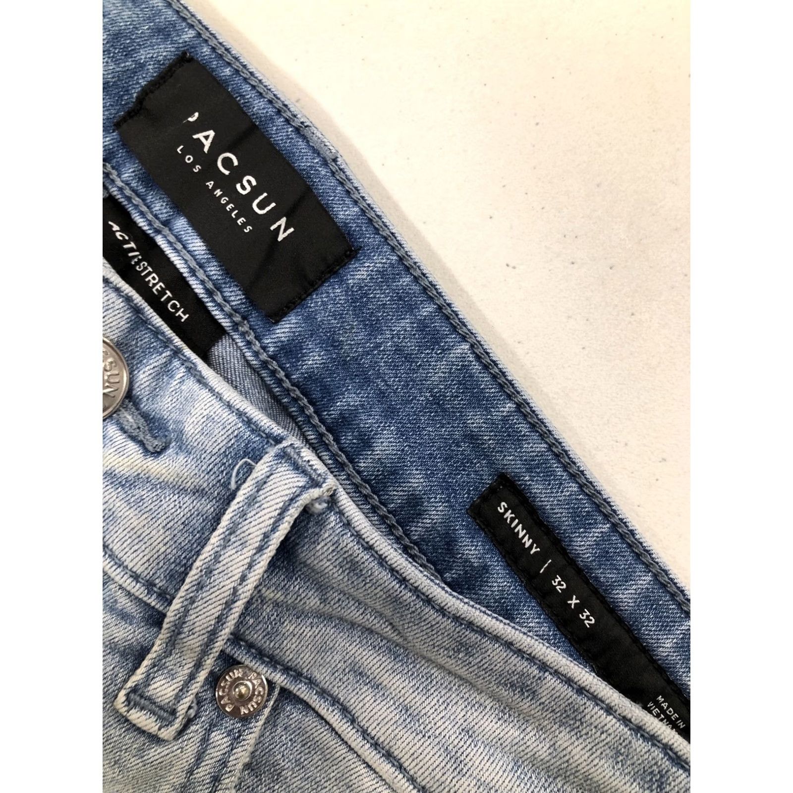 Pacsun Pacsun Jeans Mens 32x29 Skinny Light Wash Distressed Active Stretch Denim Slim Jeans Mens Size US 32 / EU 48 - 2 Thumbnail
