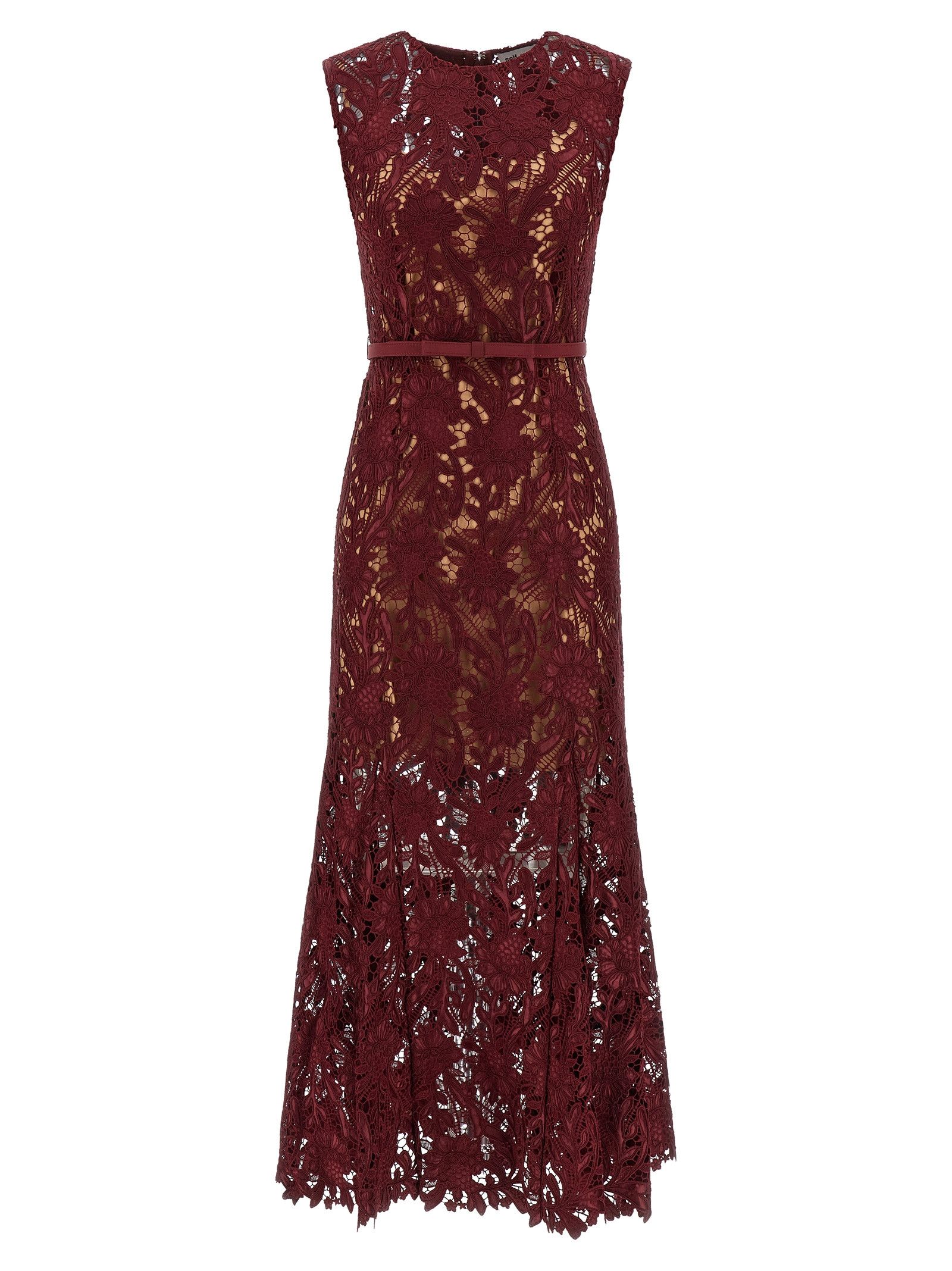 Self-Portrait 'Burgundy Guipure Lace Midi' dress Size M / US 6-8 / IT 42-44 - 1 Thumbnail