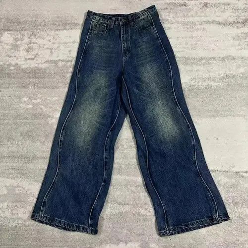 Jean Vintage Hip Hop Harajuku Cowboy Wavy Pants Jeans y2k 90’s Size US 34 / EU 50 - 1 Thumbnail