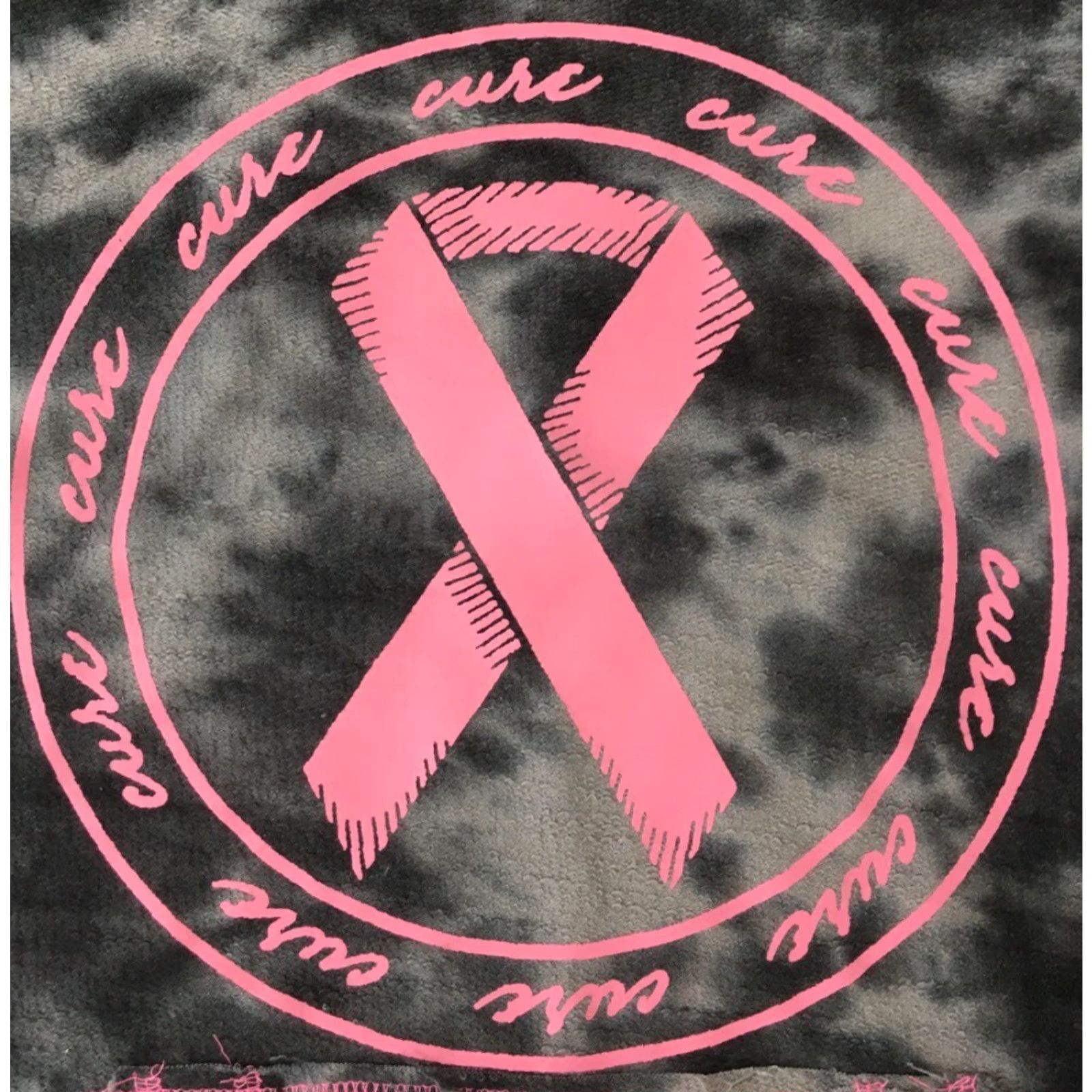 Olive Live Breathe Fight Womens Hoodie S Gray Tie Dye Pink Ribbon Cancer Awareness Size S / US 4 / IT 40 - 2 Thumbnail