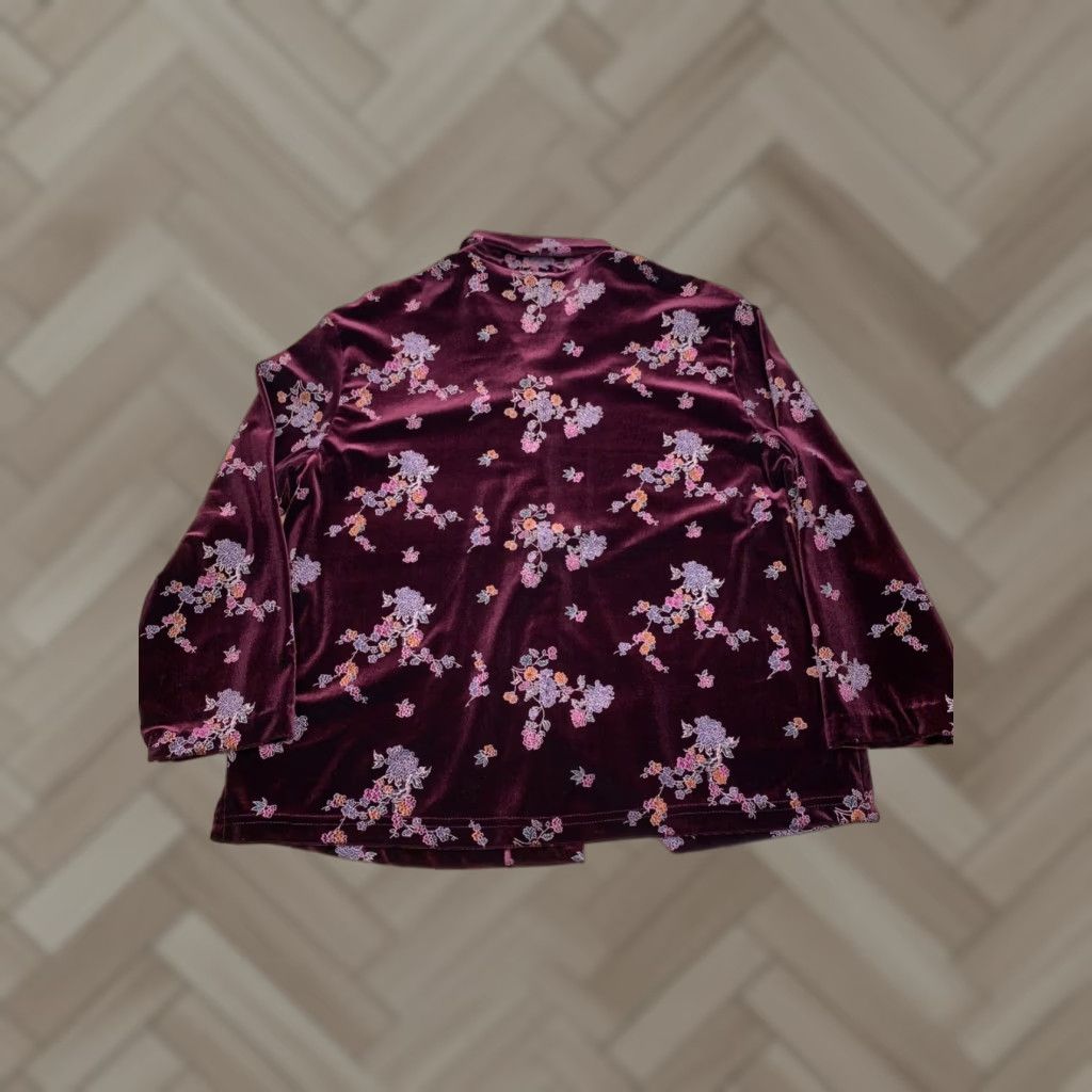Vintage VINTAGE CLIO Womens Floral Button Up Long Sleeve Shirt Top Maroon L USA #5267 Size L / US 10 / IT 46 - 1 Thumbnail