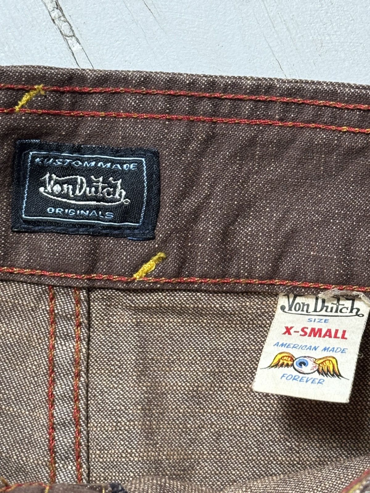 Von Dutch VINTAGE VON DUTCH 2000s MINI DENIM SKIRT Size 27" / US 4 / IT 40 - 5 Thumbnail