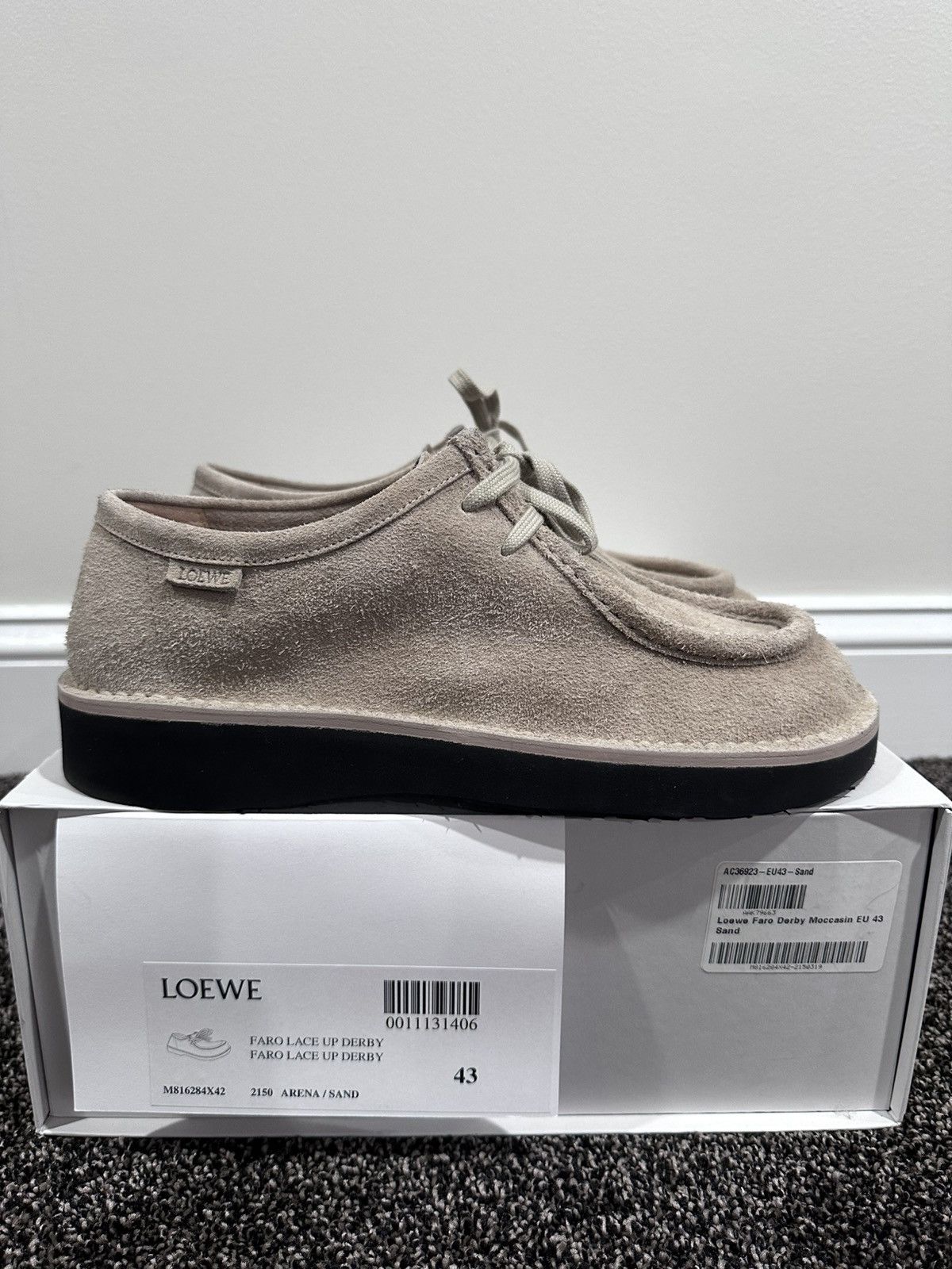 Loewe Loewe Faro Derby Moccasin Sand Suede Shoes Size US 10 / EU 43 - 2 Thumbnail