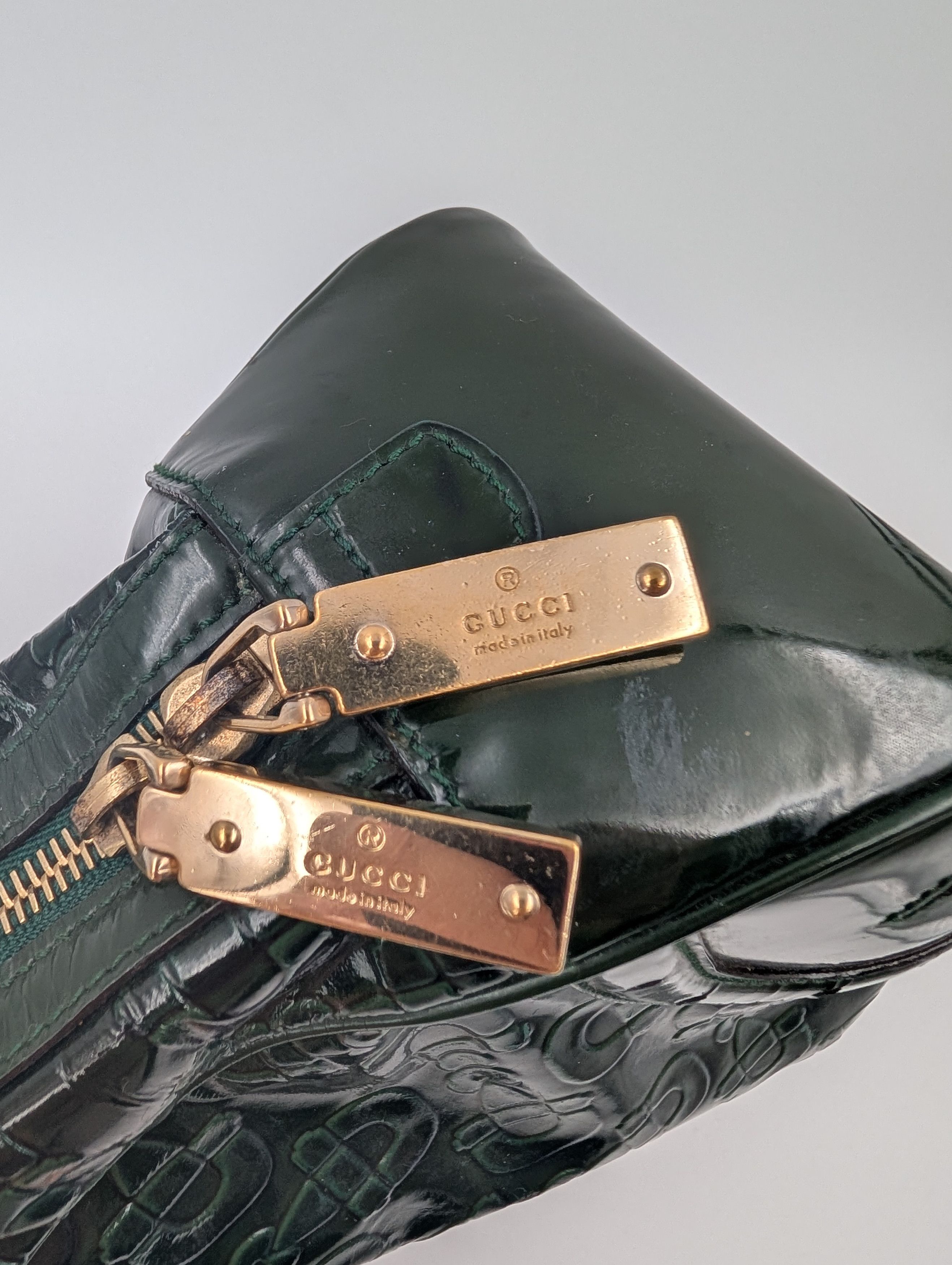 Gucci Gucci Emerald Green Patent Leather Horsebit Handbag Size ONE SIZE - 7 Thumbnail