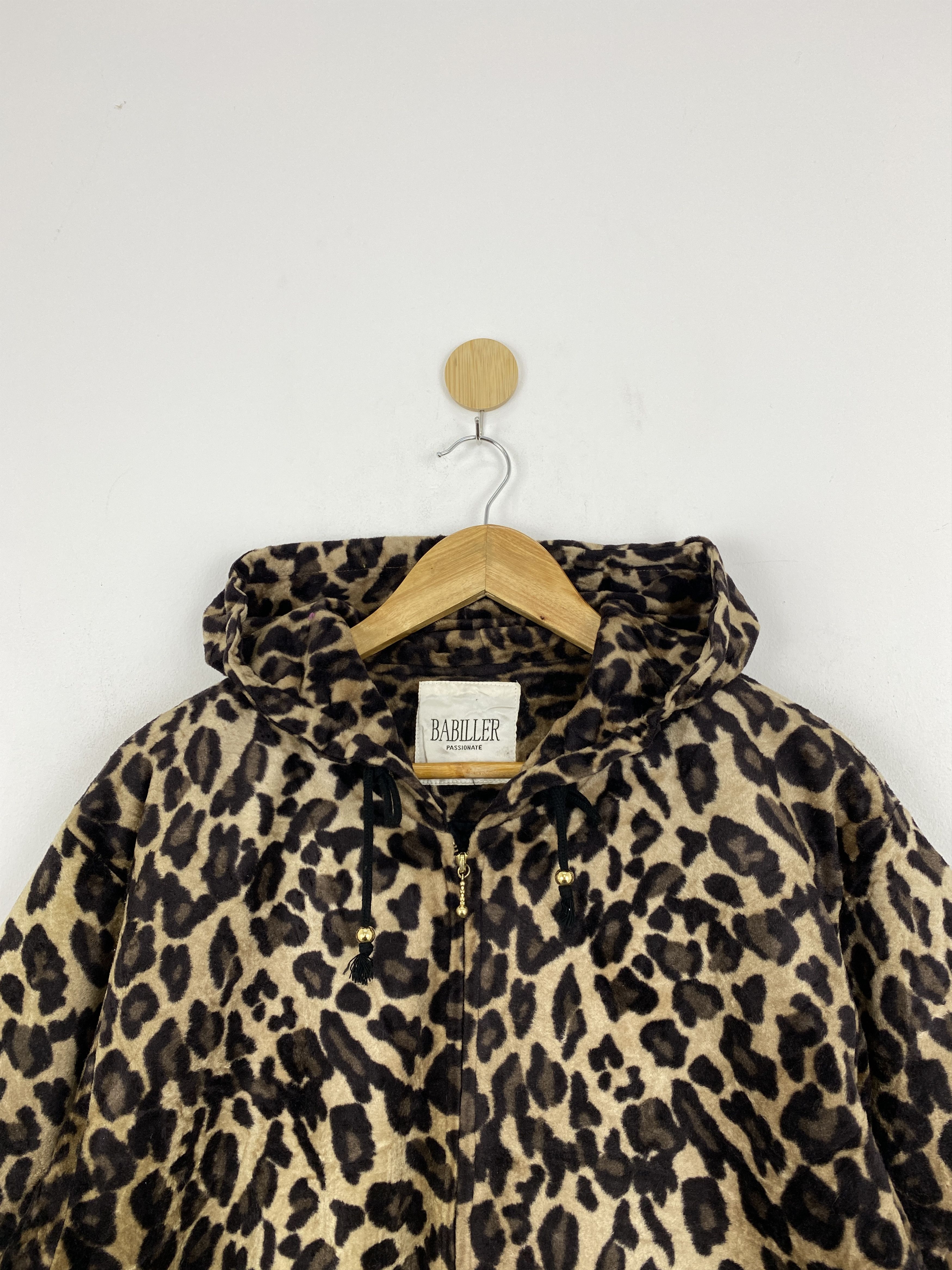 Japanese Brand Vtg Japanese Brand Leopard Print Hooded Wool Jacket JA0051 Size US S / EU 44-46 / 1 - 3 Thumbnail