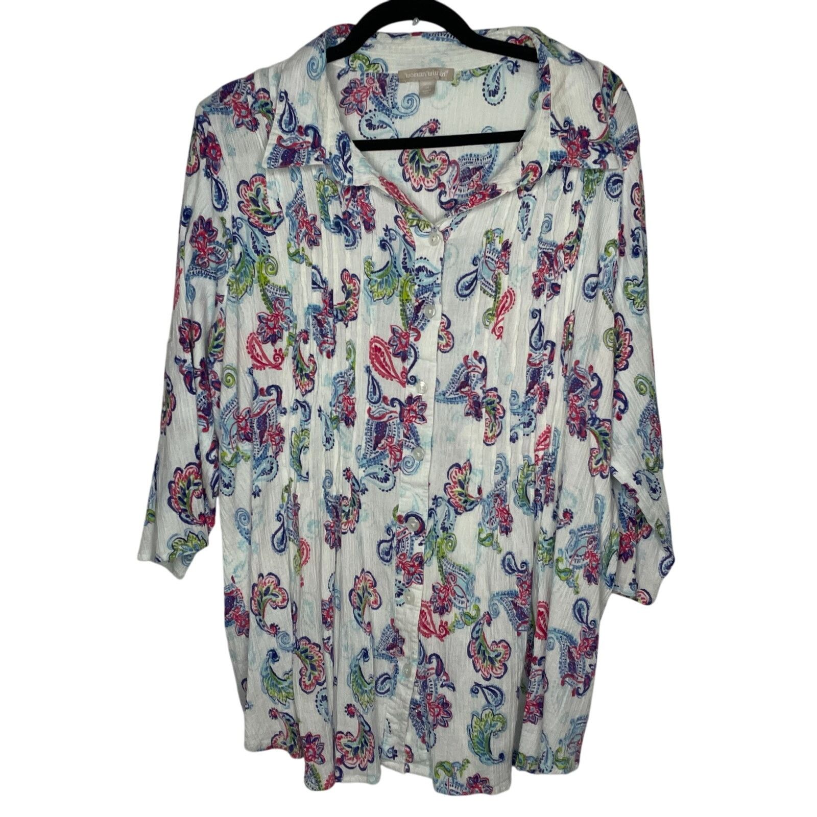 Other Woman Within Paisley Cotton Blouse Size XXL / US 16-18 / IT 52-54 - 1 Thumbnail