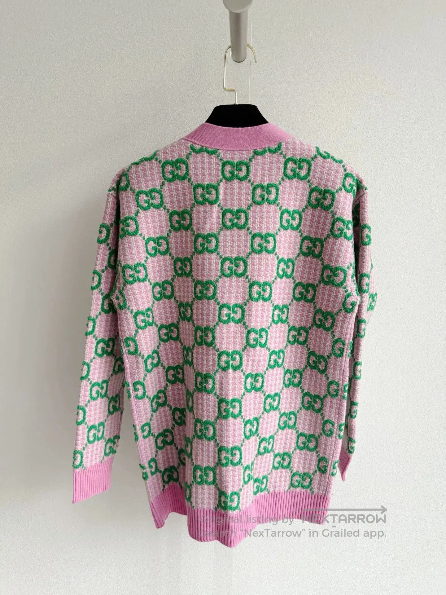 Gucci Gucci Pink Green Logo Cardigan. Size XS / US 0-2 / IT 36-38 - 3 Thumbnail
