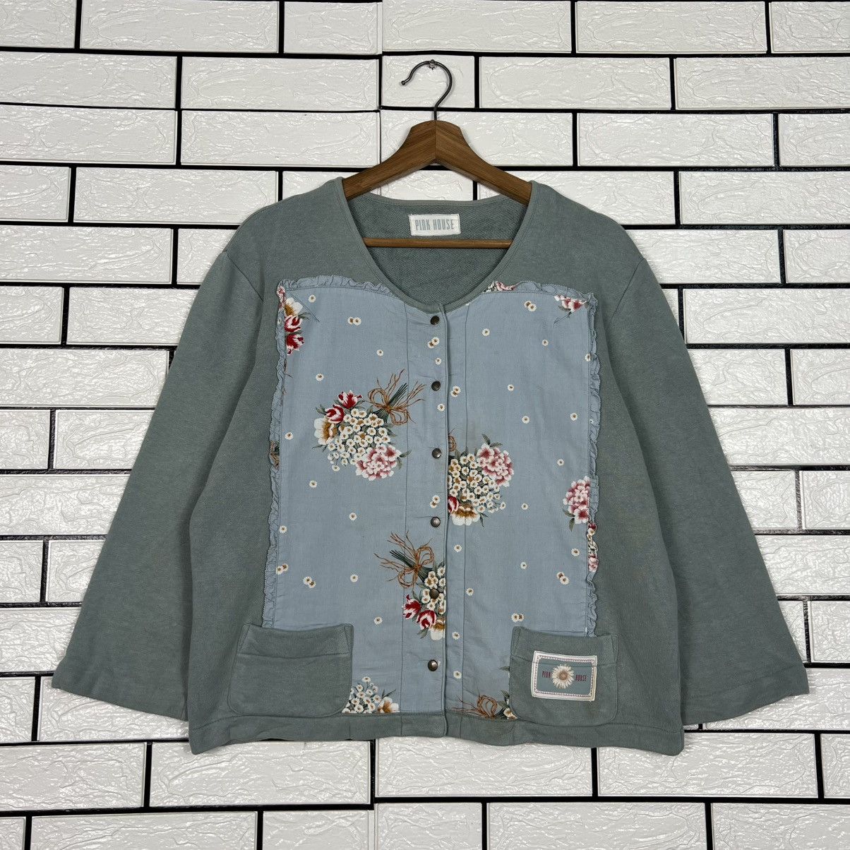 Pink House PINK HOUSE Big Logo Floral Snap Button Jacket #4090-C186 Size L / US 10 / IT 46 - 1 Thumbnail