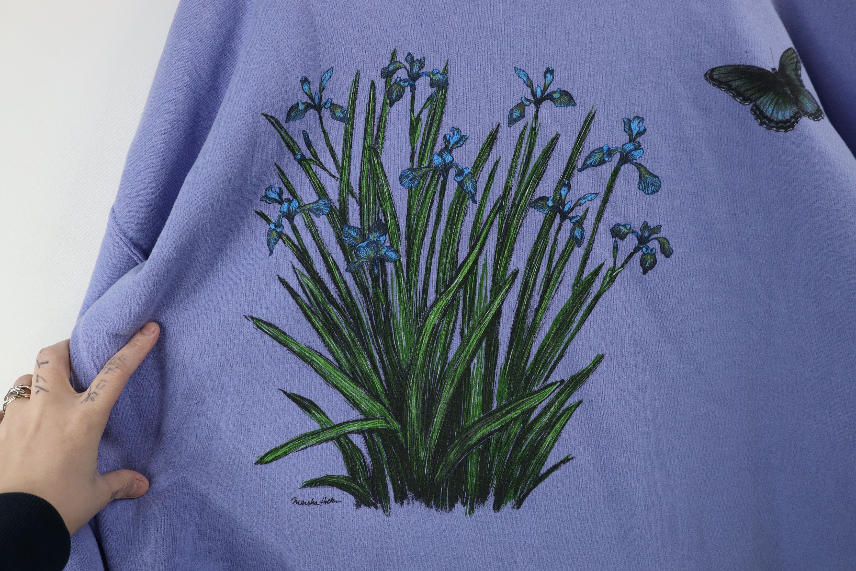 Vintage Vintage 90s Streetwear Nature Flower Butterfly Sweatshirt Size XXL / US 16-18 / IT 52-54 - 5 Thumbnail