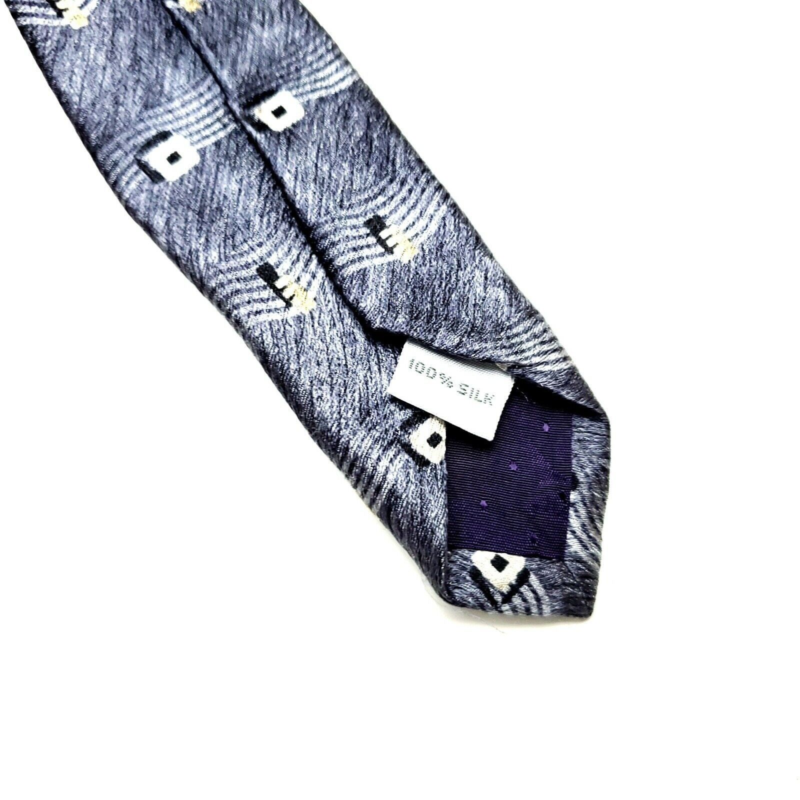Pierre Cardin Pierre Cardin Silk Tie Print Gray Wide Size ONE SIZE - 4 Thumbnail