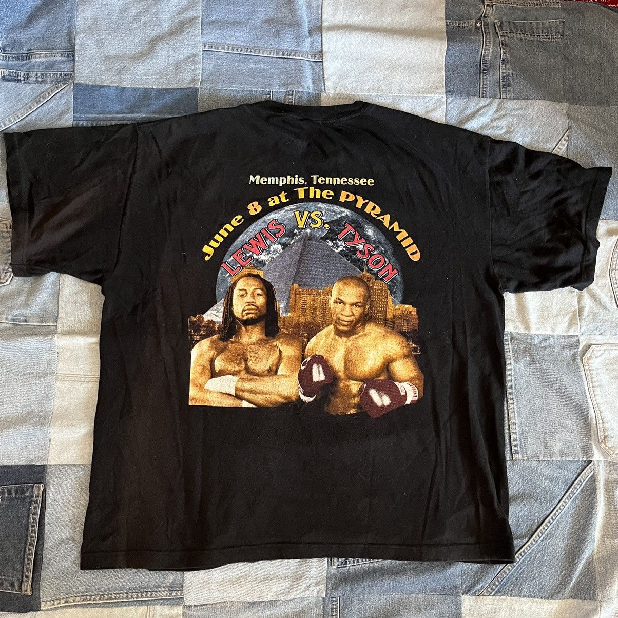 image of Rap Tees x Vintage VTG Tyson Vs Lewis Rumble At The River Rap Tee in Black, Men's (Size 2XL)