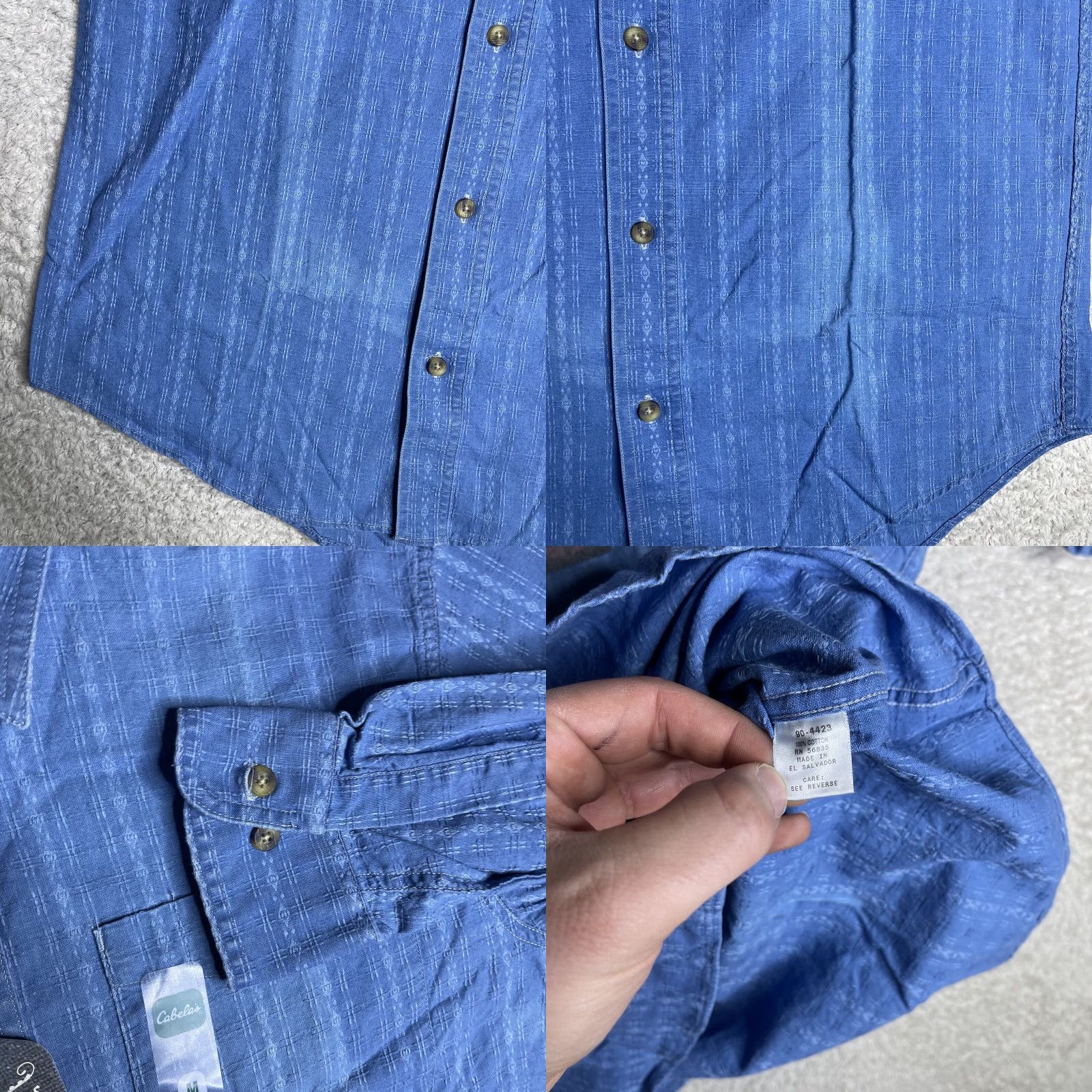Vintage VINTAGE Cabela's Indigo Blues Shirt Men M Long Sleeve Button-Up Geometric Southwestern NWT FLAWS Blue Cotton Size US M / EU 48-50 / 2 - 9 Thumbnail