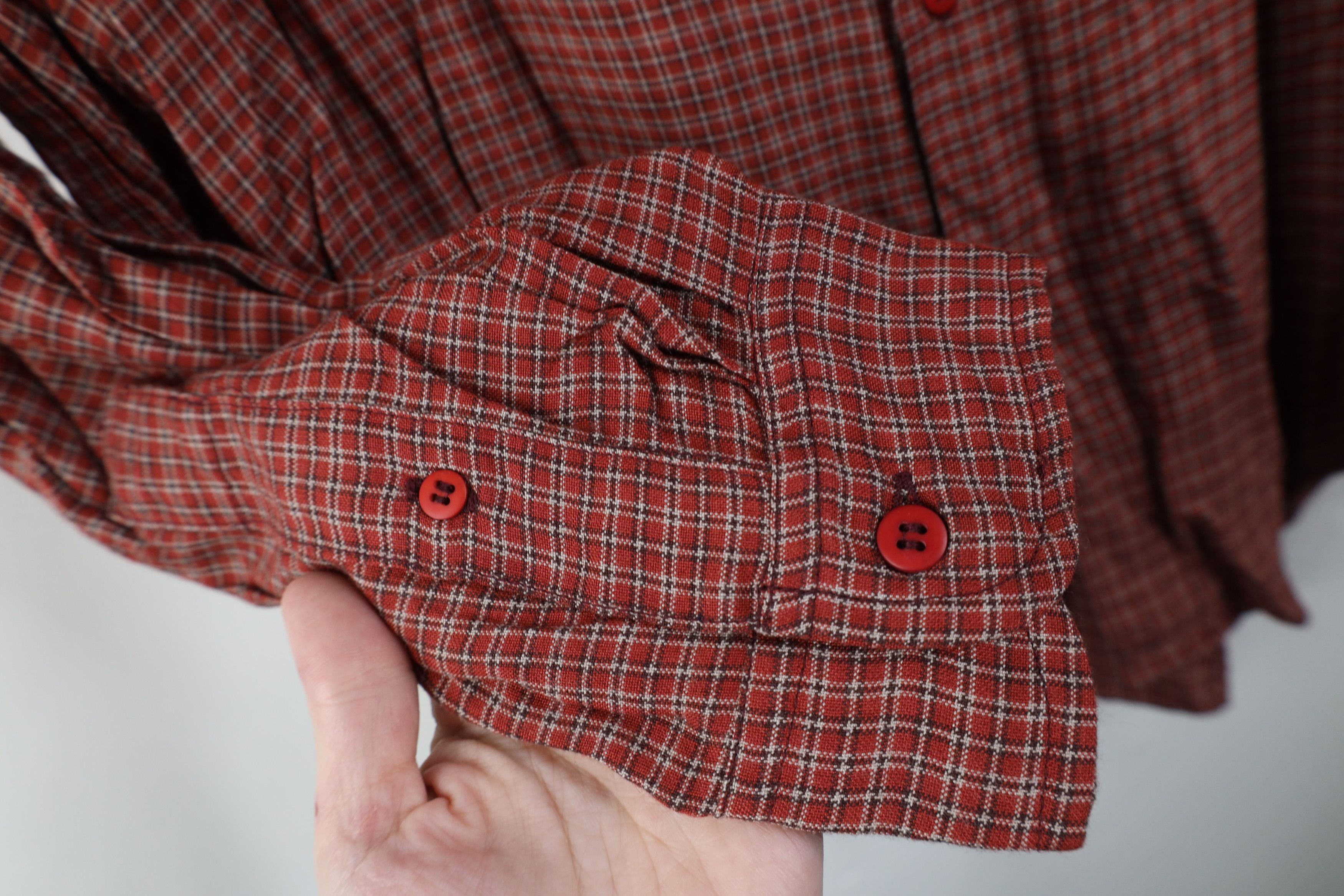 Vintage Vintage 90s Streetwear Band Collar Button Shirt Plaid Size US M / EU 48-50 / 2 - 7 Thumbnail