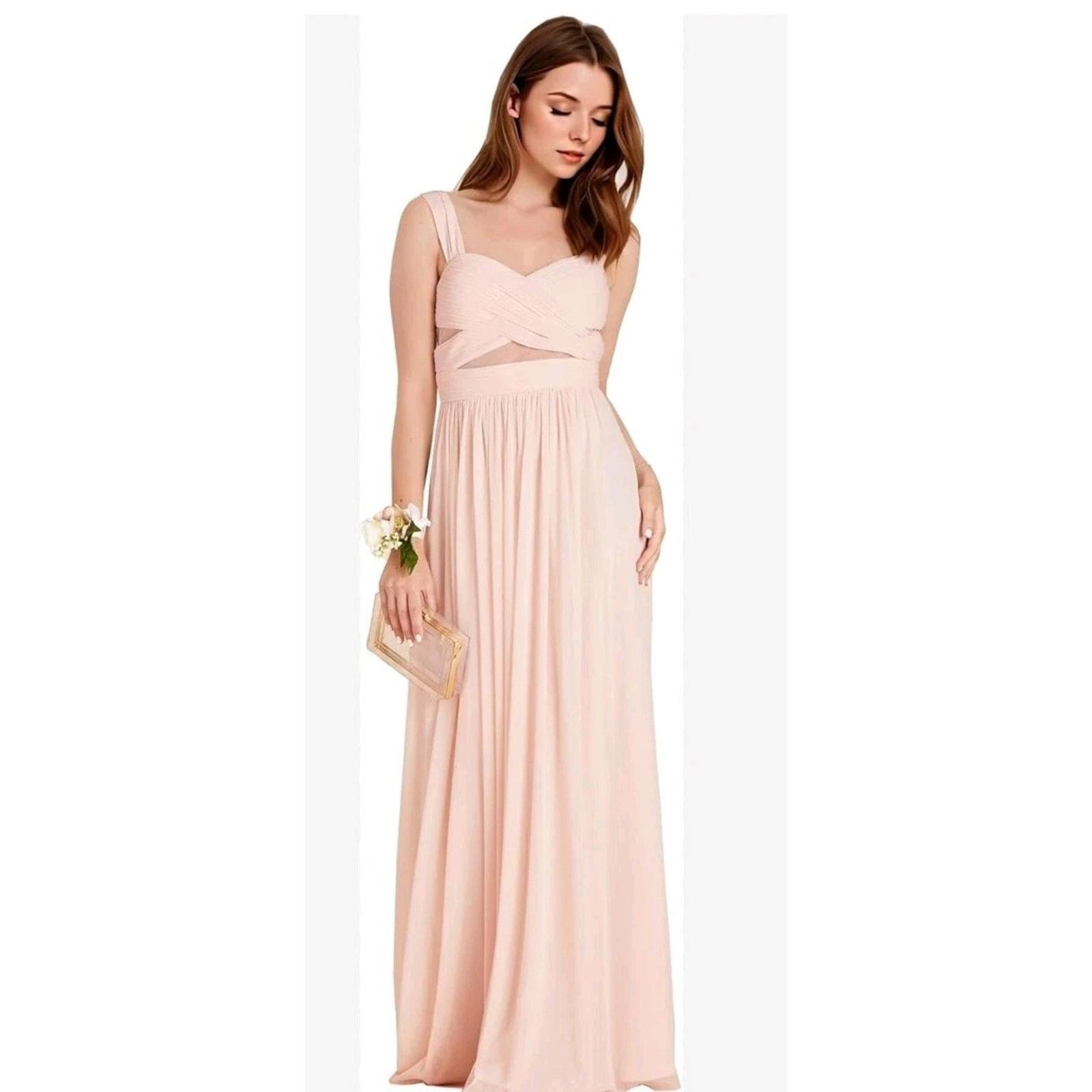 Birdy Grey Elyse Dress Pale Blush Sz Medium Bridesmaid Gown