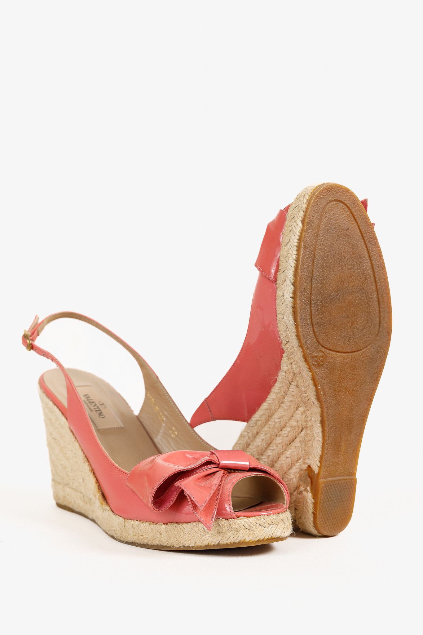 Valentino Valentino Garavani Patent Bow Slingback Espadrille Wedges Size US 7.5 / IT 37.5 - 4 Thumbnail