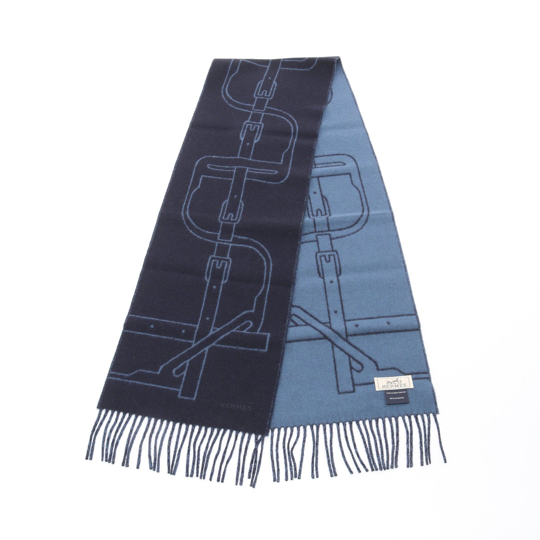 Hermes Hermes Mors A Jouets Scarf Cashmere Navy Blue Size ONE SIZE - 1 Thumbnail