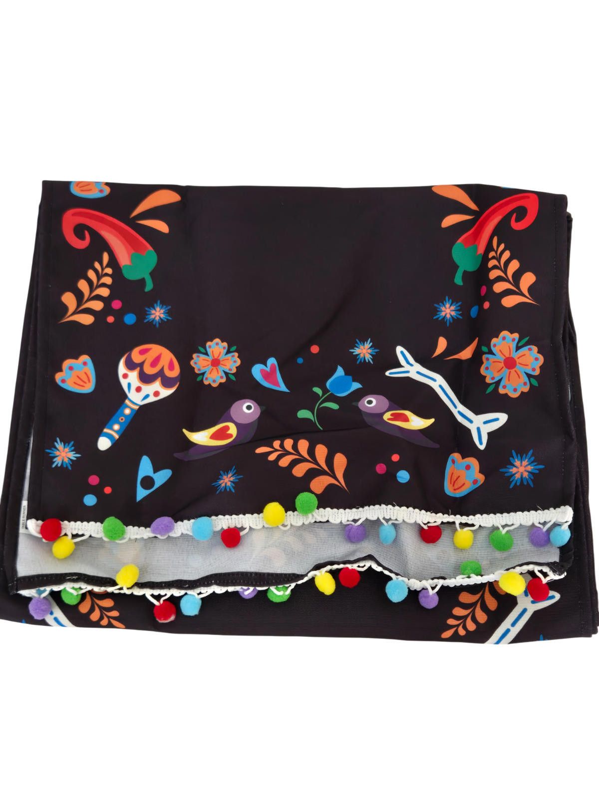 The Unbranded Brand Day of the Dead Table Runner 16"x108" Black w/ Hearts NEW Size ONE SIZE - 1 Thumbnail