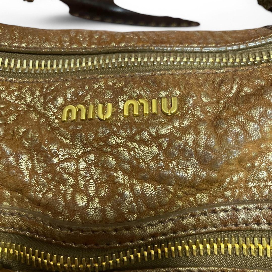 Miu Miu Miu Miu - Gold Boston Vintage Mesh Leather Handbag Size ONE SIZE - 3 Thumbnail