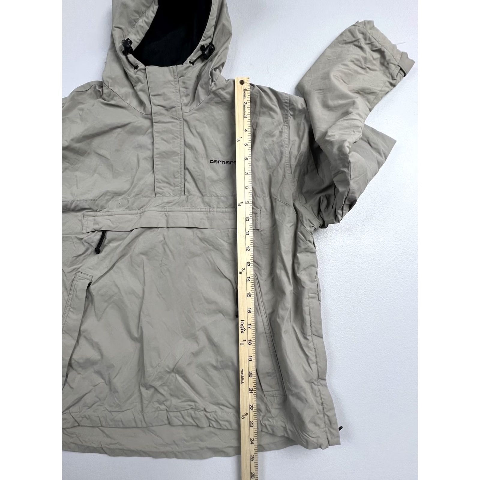 Carhartt Carhartt Jacket Mens Nylon Hooded Pullover Anorak Fleece Lined Outdoor Winter Mid-Length Beige Zip Pockets Logo Size US M / EU 48-50 / 2 - 7 Thumbnail