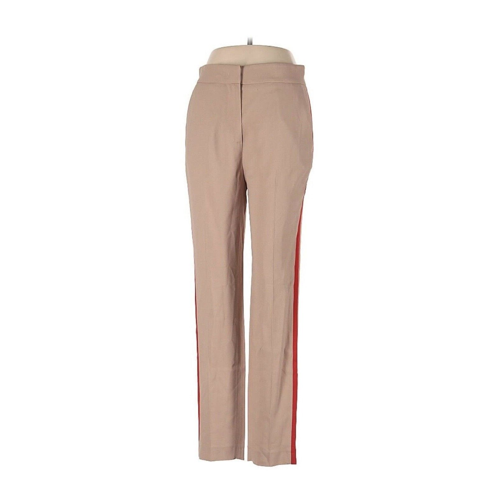 NWT MSGM Side Stripe Slim Leg Dress Pants Tan Red 40 EU 8 US