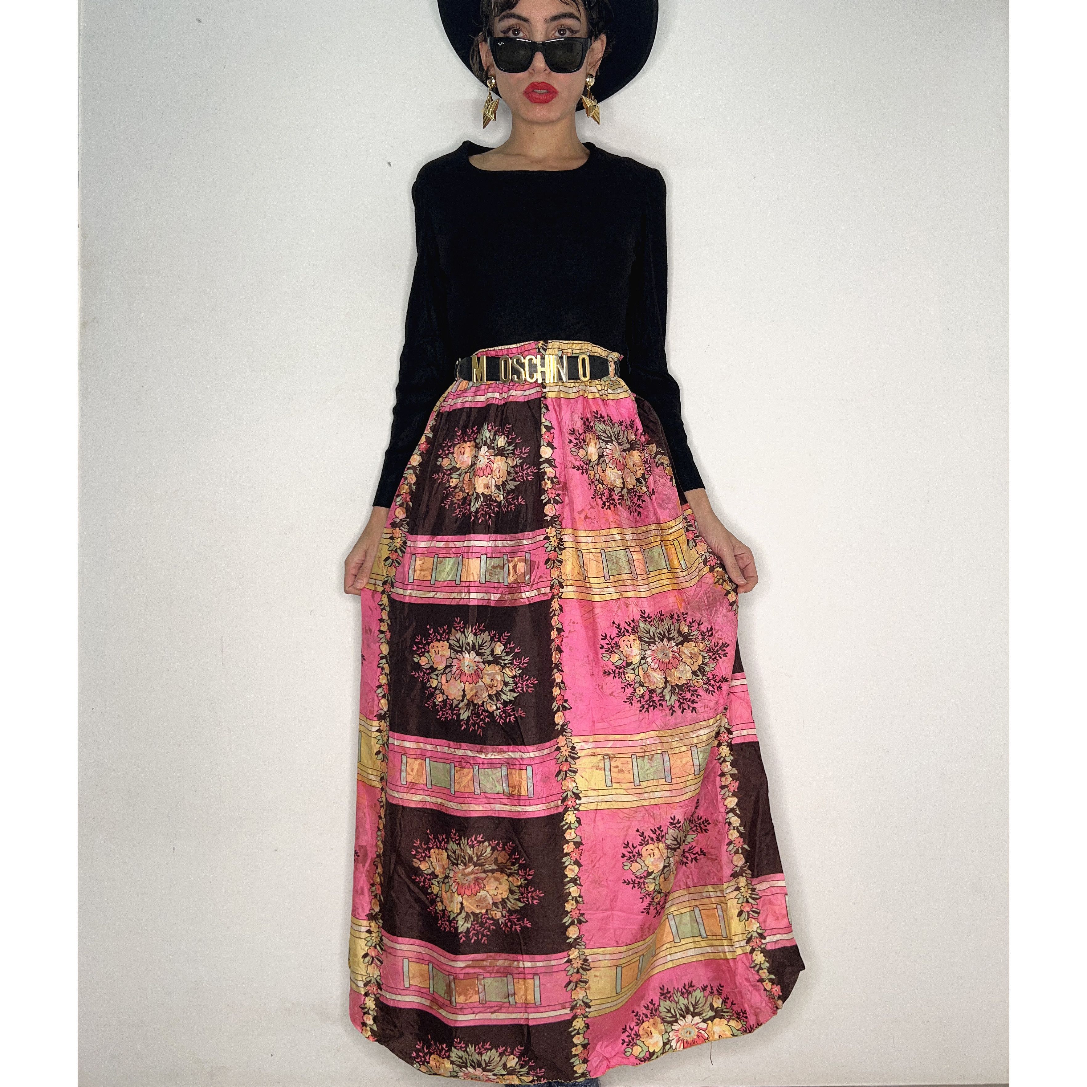 Designer × Vintage Vintage 70s black knit floral maxi dress Size XL / US 12-14 / IT 48-50 - 1 Thumbnail
