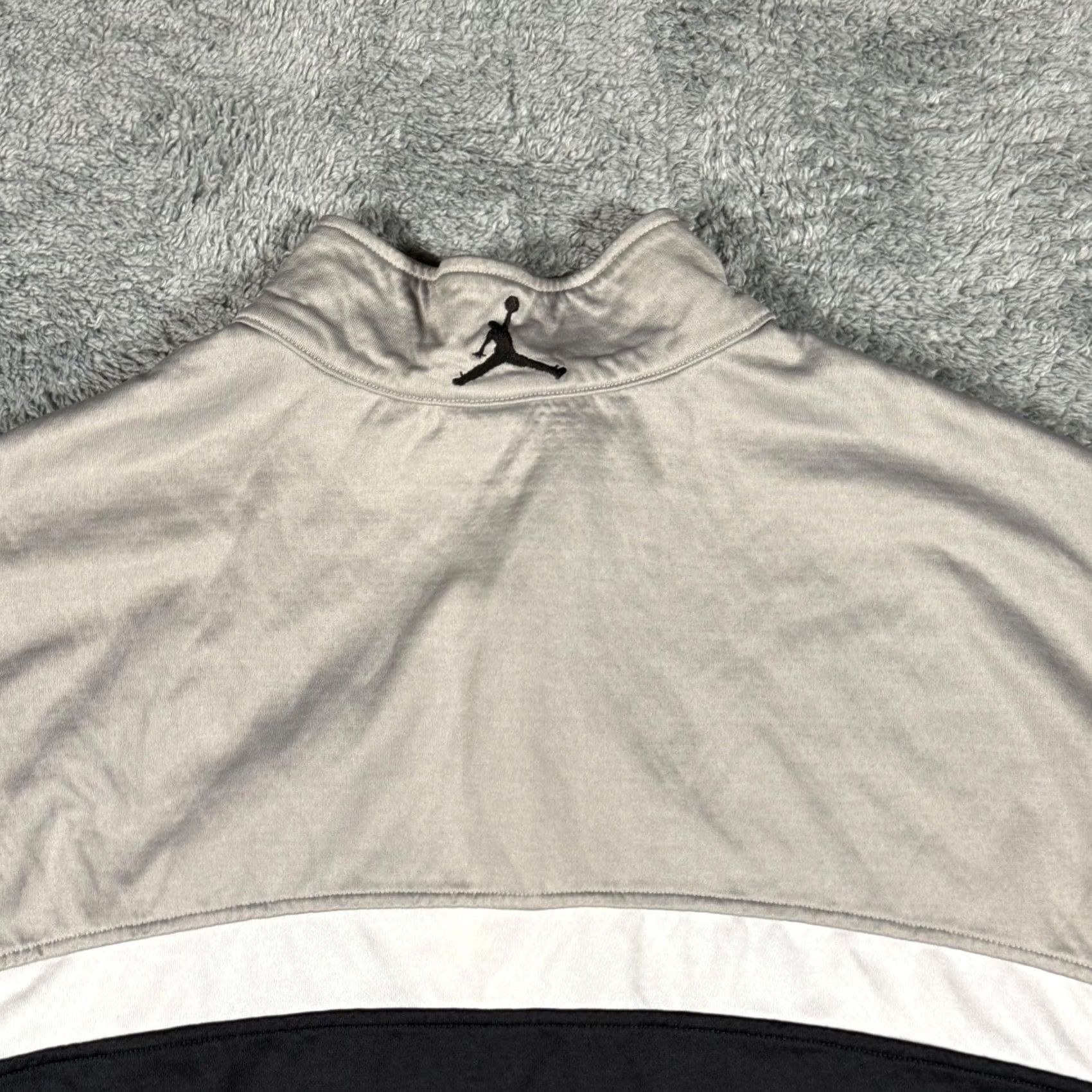 Jordan Brand VINTAGE Jordan HOUGH 2XL Mens Quarter Zip Pullover Shirt Black Gray Athletic Size US XXL / EU 58 / 5 - 6 Thumbnail