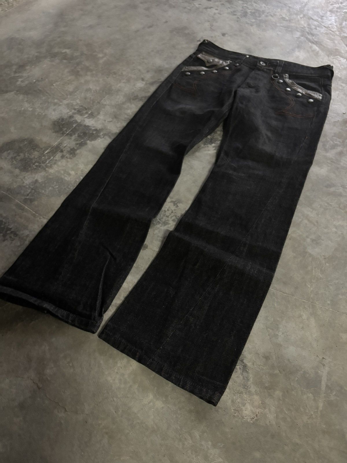 Tornado Mart FLARE NICOLE CLUB FOR MEN SNAKE SKIN POCKET TWIST BOOTCUT Size US 32 / EU 48 - 11 Thumbnail