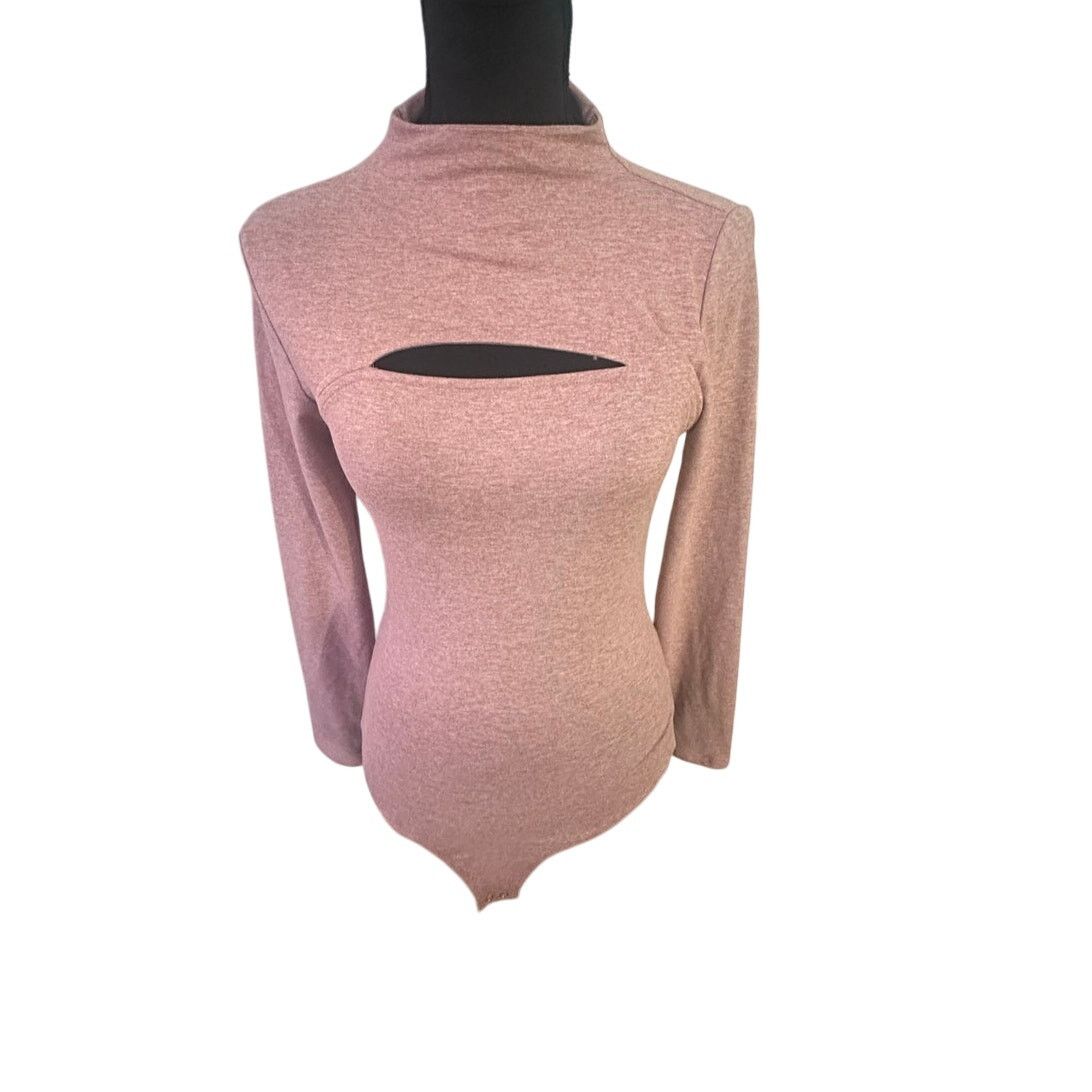 Express Express Body Contour Mock Neck Cut-Out Long Sleeve Bodysuit Size S / US 4 / IT 40 - 1 Thumbnail