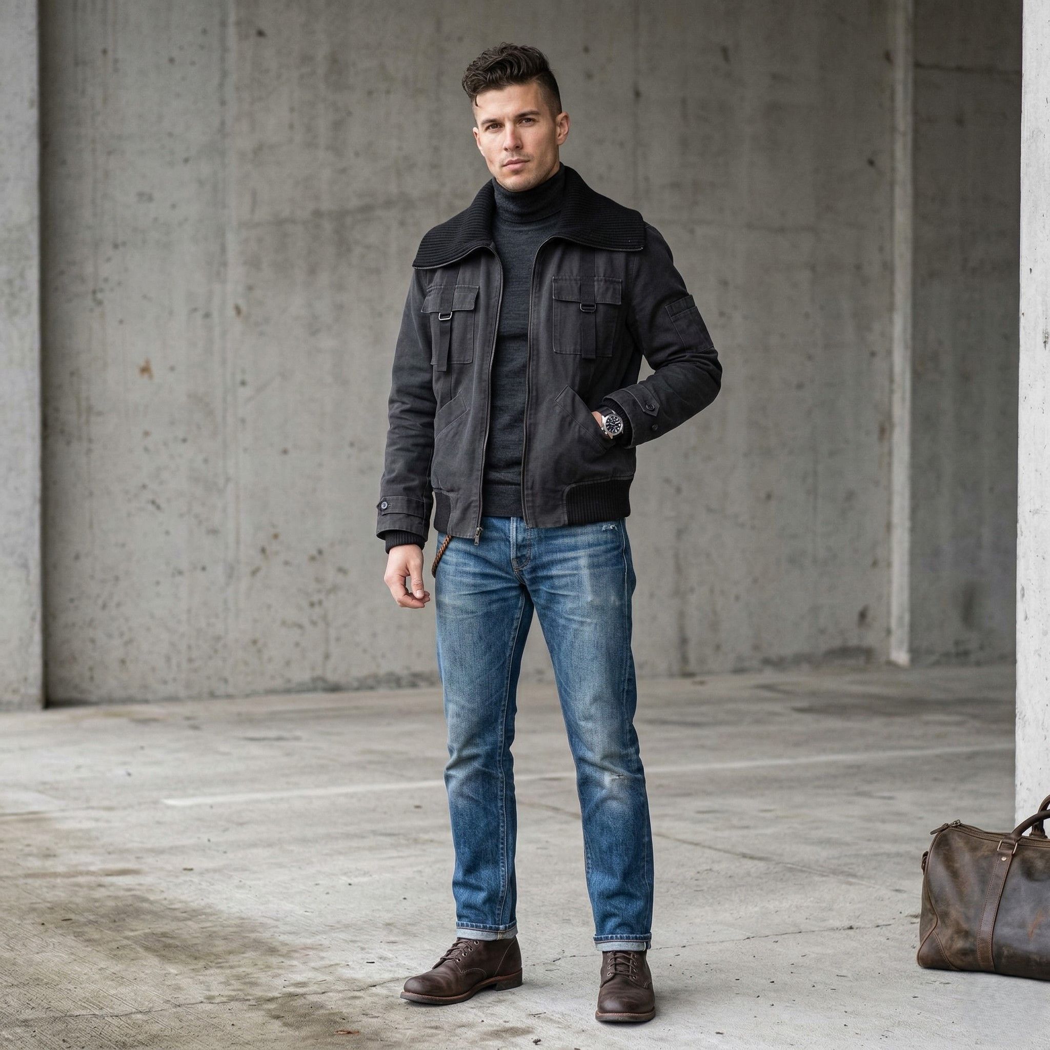 Kenneth Cole Kenneth Cole Men L Jacket Black Cotton Denim Zip Up 6750 Size US L / EU 52-54 / 3 - 1 Thumbnail