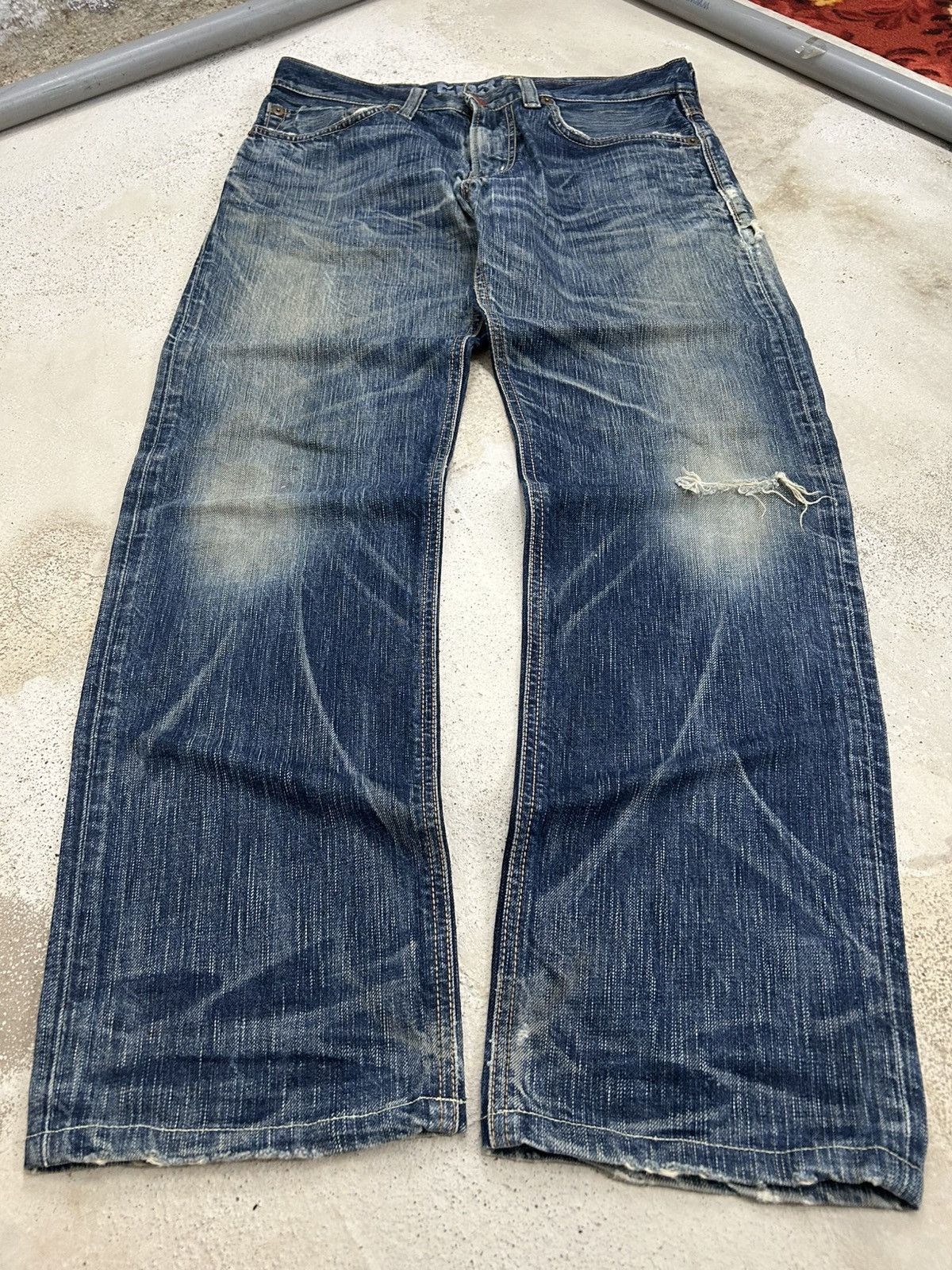 Edwin Vintage Edwin 503 Blue Trip Slim Washed Whisker Baggy Size US 32 / EU 48 - 1 Thumbnail