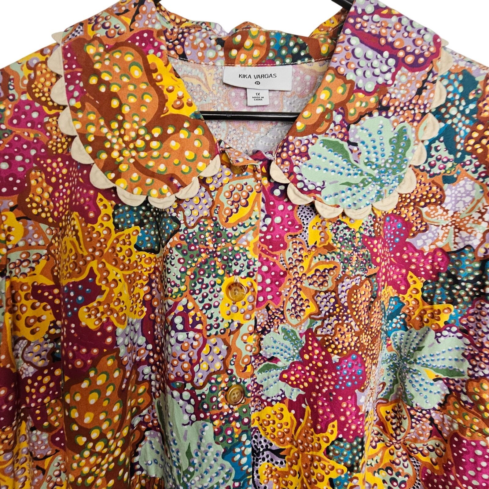 Target Basics Kika Vargas X Target Anemone Floral Babydoll Dress 1X Mini Size XL / US 12-14 / IT 48-50 - 3 Thumbnail