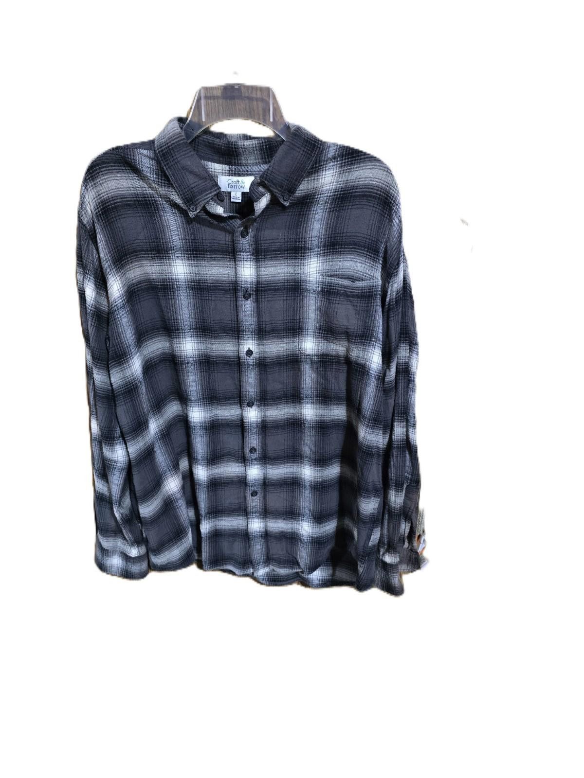 Croft & Barrow Croft & Barrow Black & White Flannel Button Down Top Size US L / EU 52-54 / 3 - 1 Thumbnail