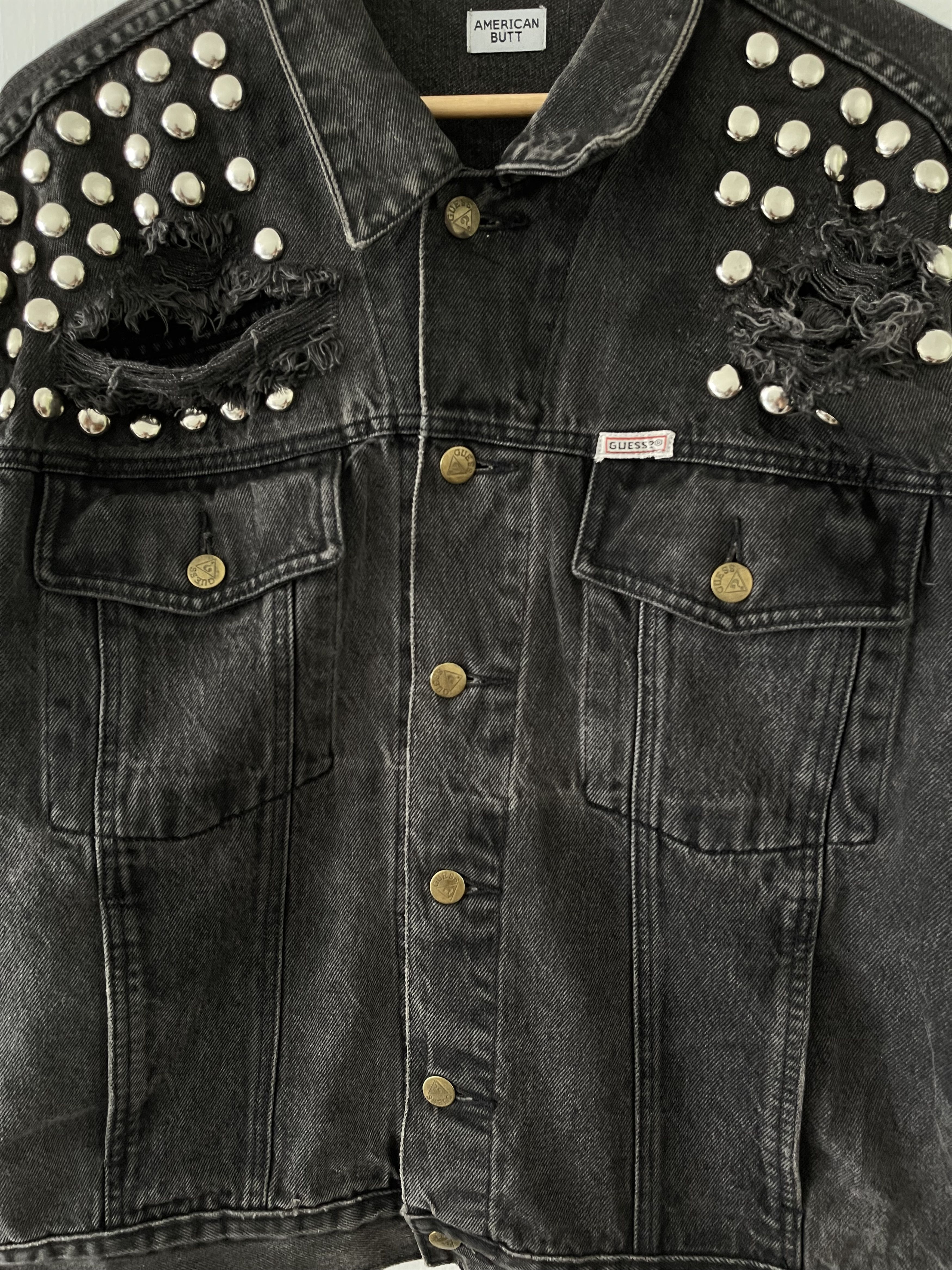 Guess × Vintage VINTAGE GUESS DESTROYED BLACK DENIM JACKET Size US L / EU 52-54 / 3 - 12 Thumbnail