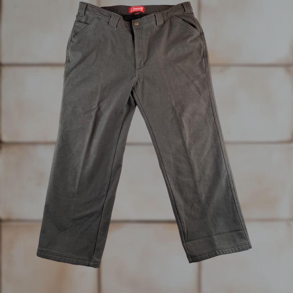 Vintage Coleman Mens Pants 38X30 Fleece Lined Charcoal Workwear Camping Hunting Outdoor Cotton Blend Straight Leg Size US 38 / EU 54 - 1 Thumbnail